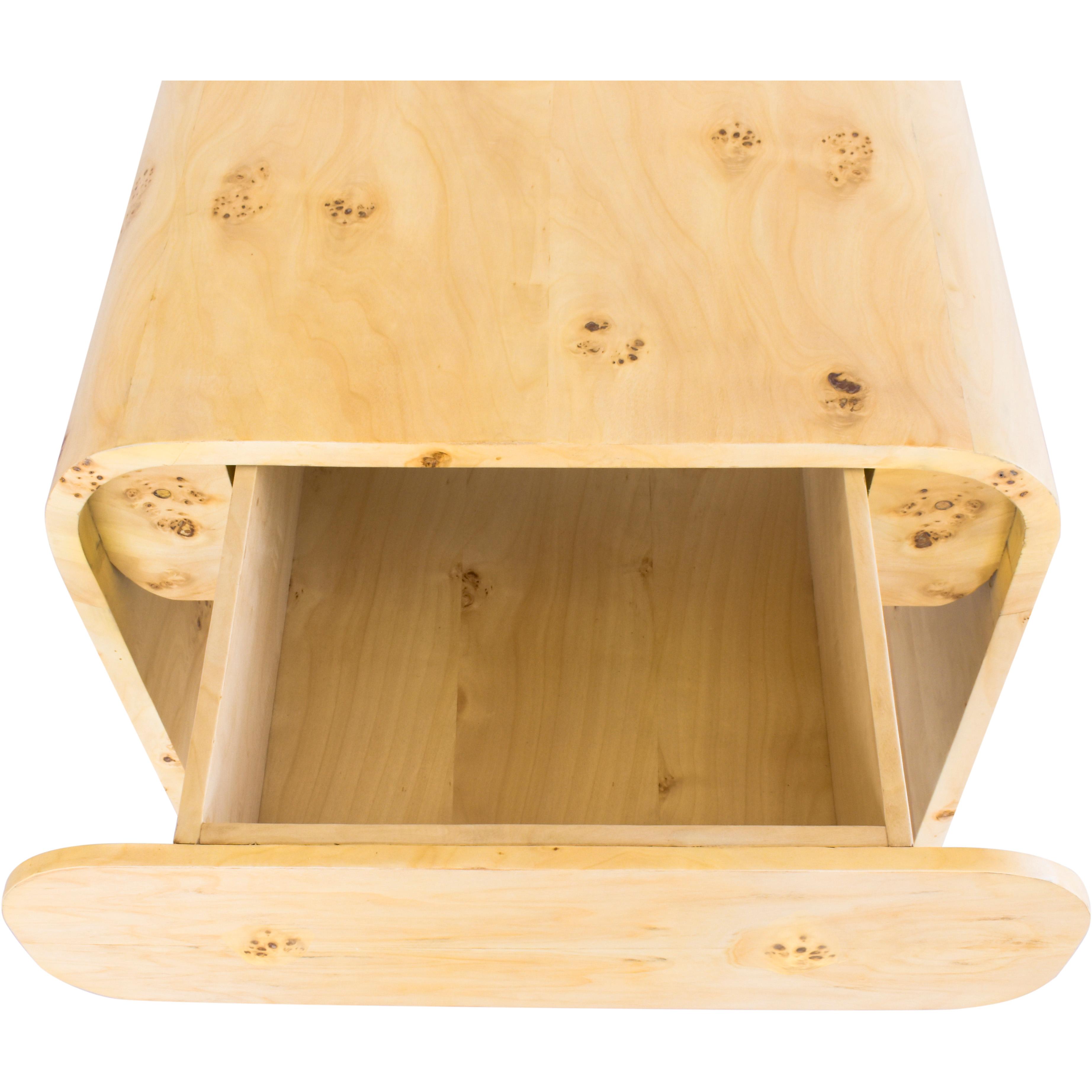 Meridian Cresthill Natural Burl Wood Night Stand