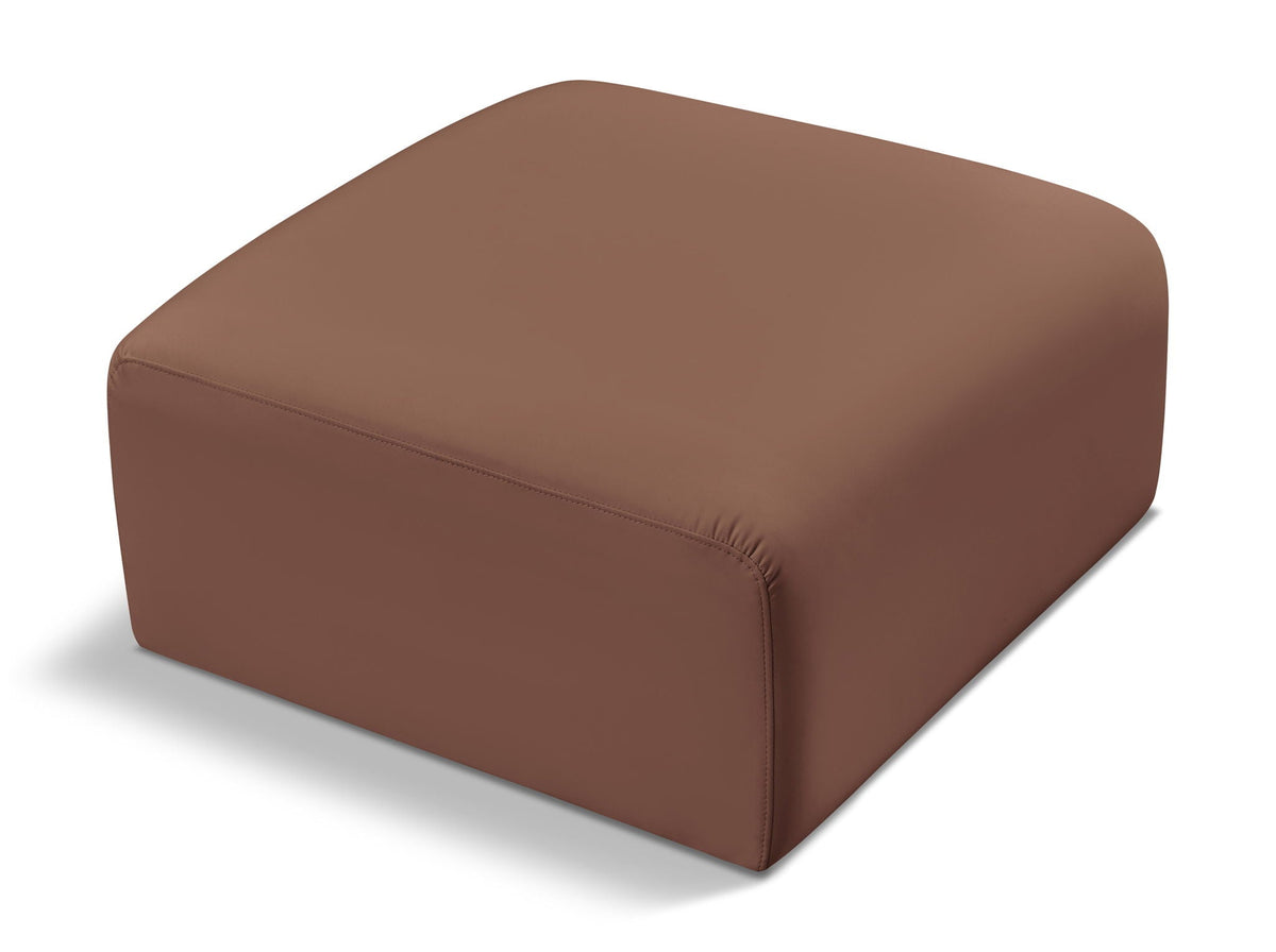Arc Faux Leather Modular Sectional — Ottoman — Cognac