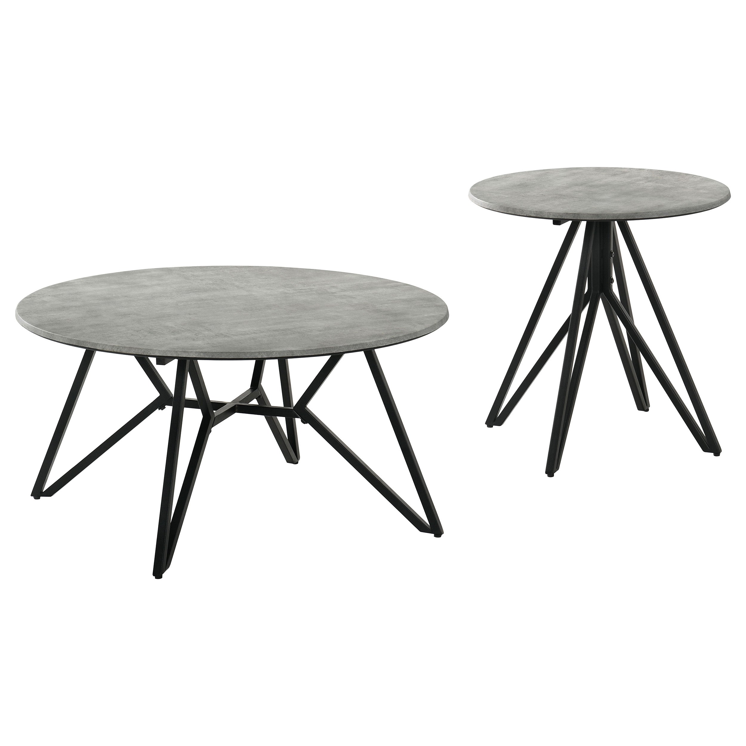 Hadi Round SmartTop Coffee and End Table Set Cement