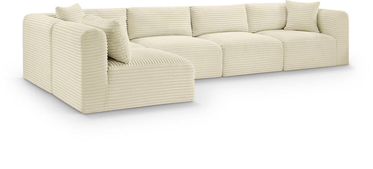 Shaggy Modular Sectional — 5-Piece Sectional — Cream