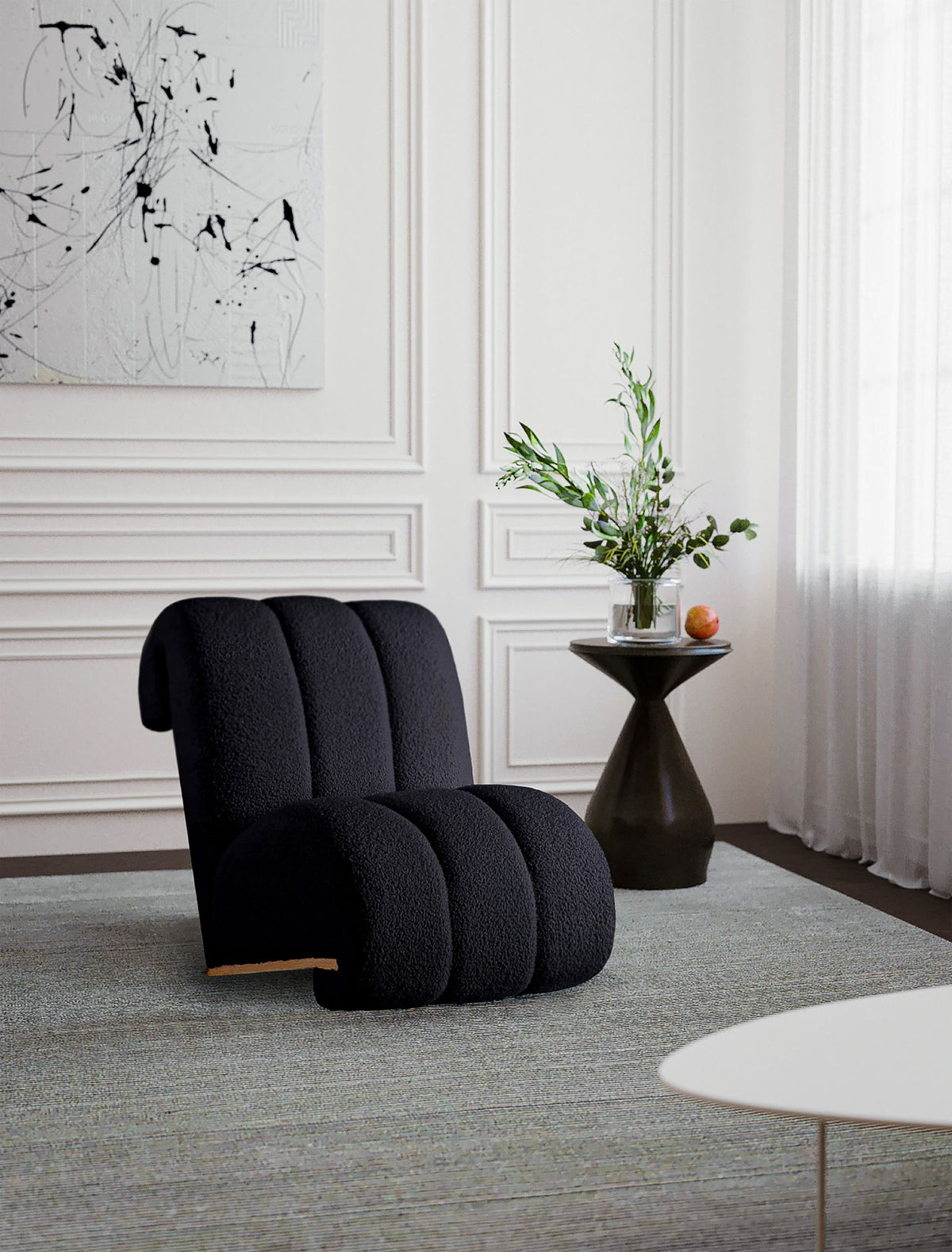 Swoon Faux Sheepskin Accent Chair — Natural Base