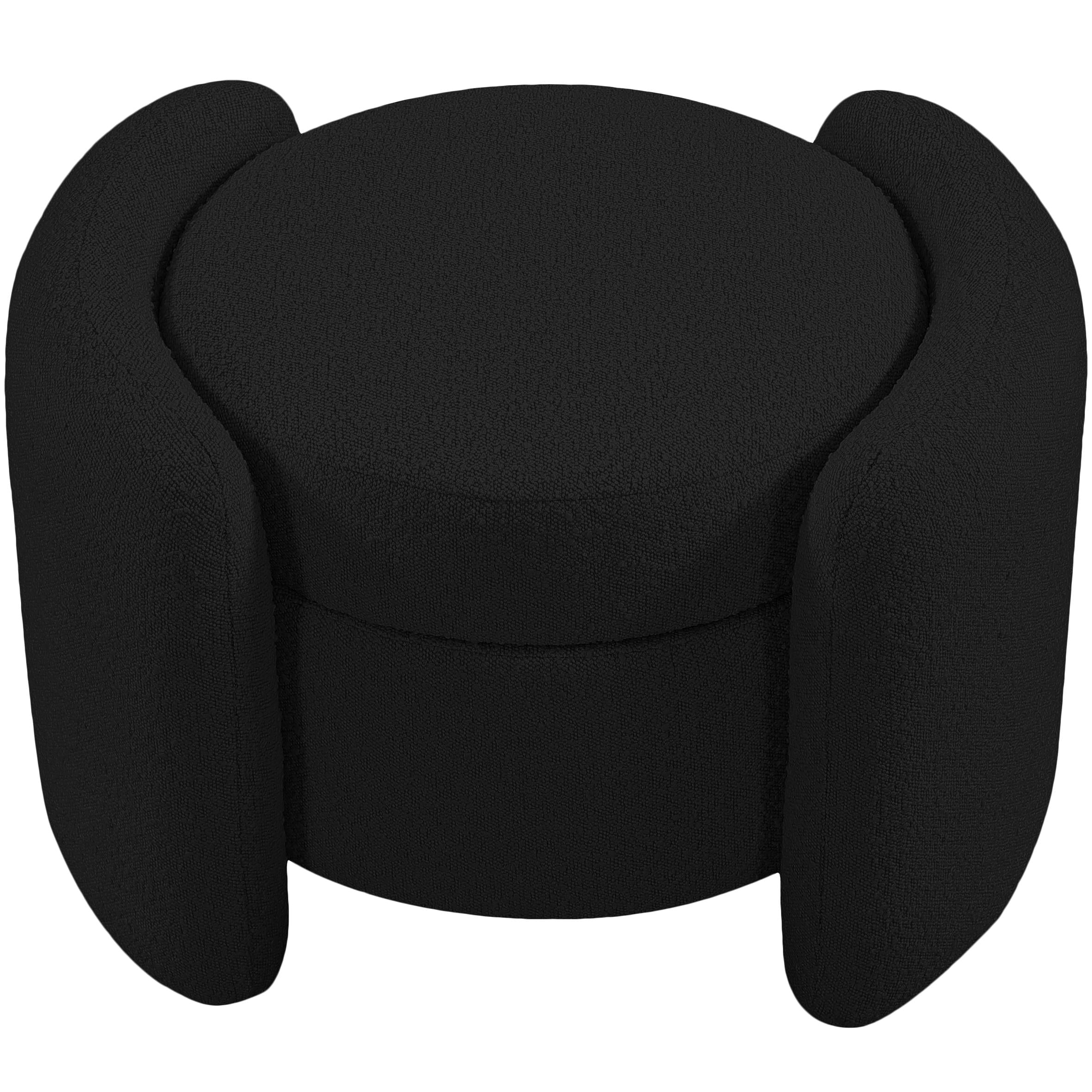 Meridian Horizon Black Boucle Fabric Ottoman
