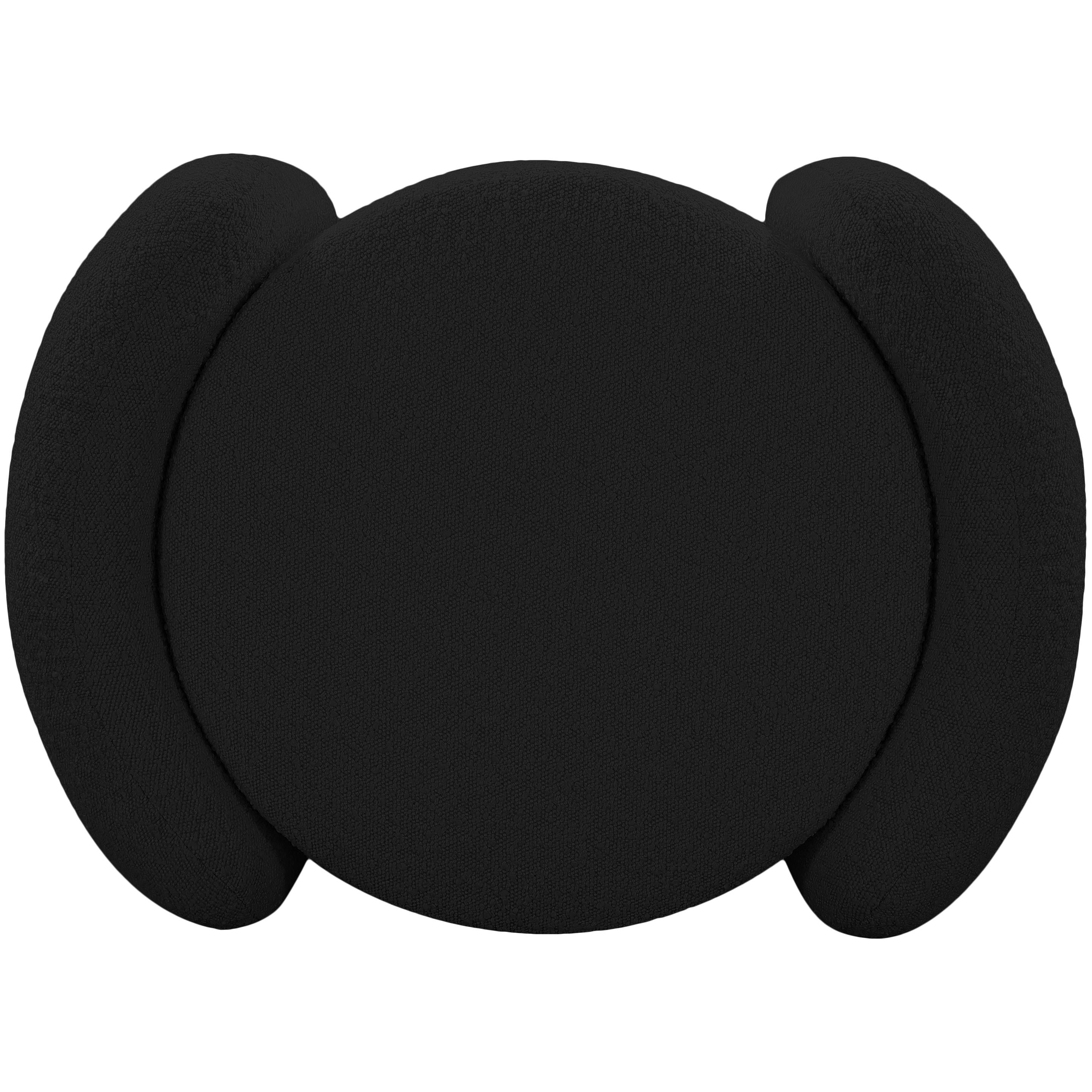 Meridian Horizon Black Boucle Fabric Ottoman