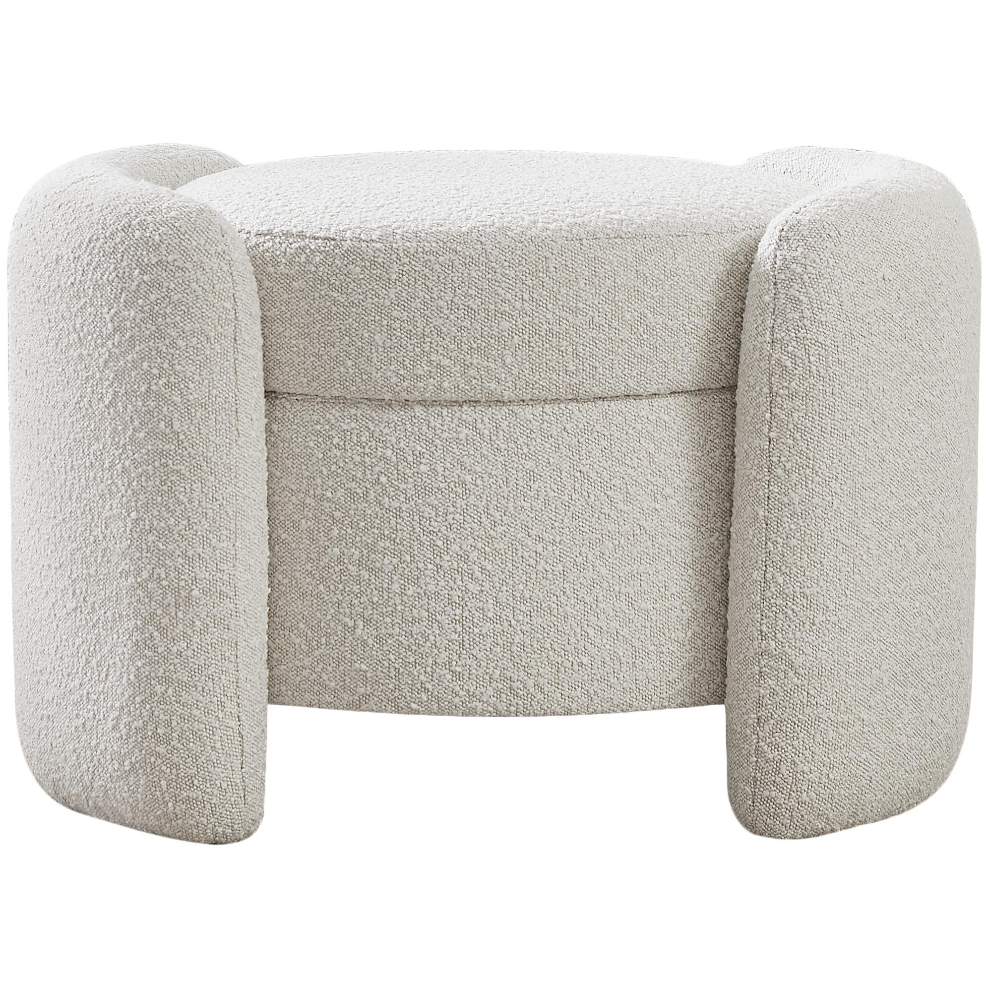 Meridian Horizon Cream Boucle Fabric Ottoman