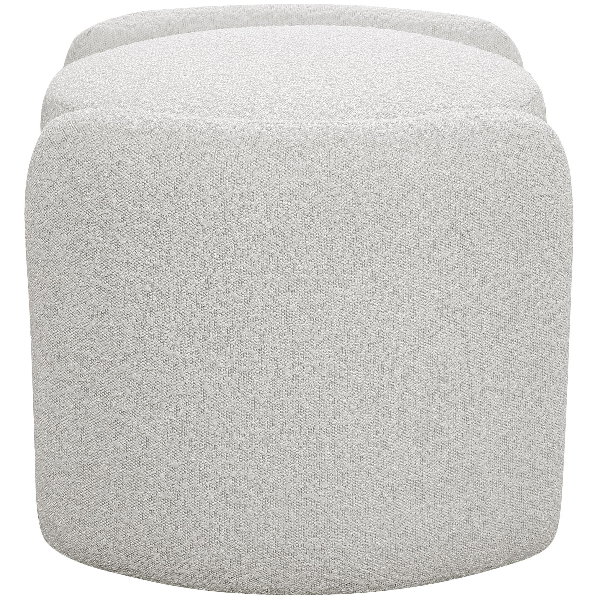 Meridian Horizon Cream Boucle Fabric Ottoman