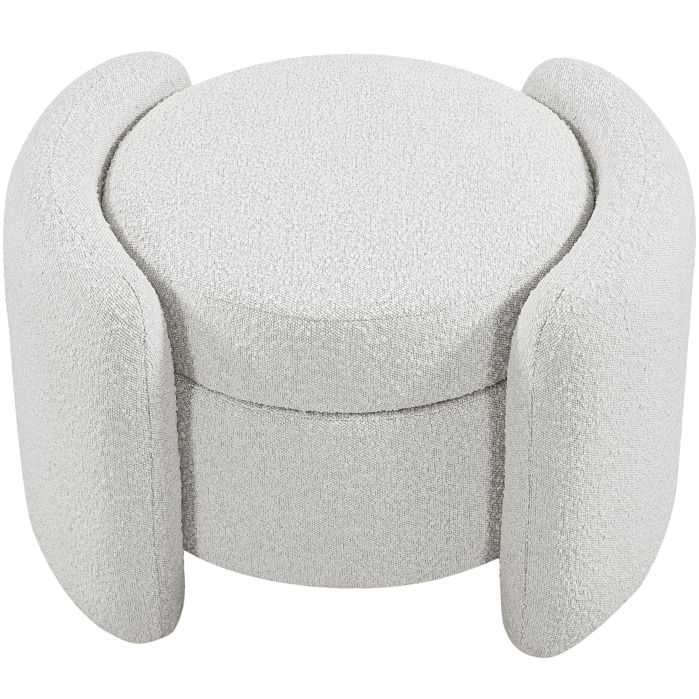 Meridian Horizon Cream Boucle Fabric Ottoman