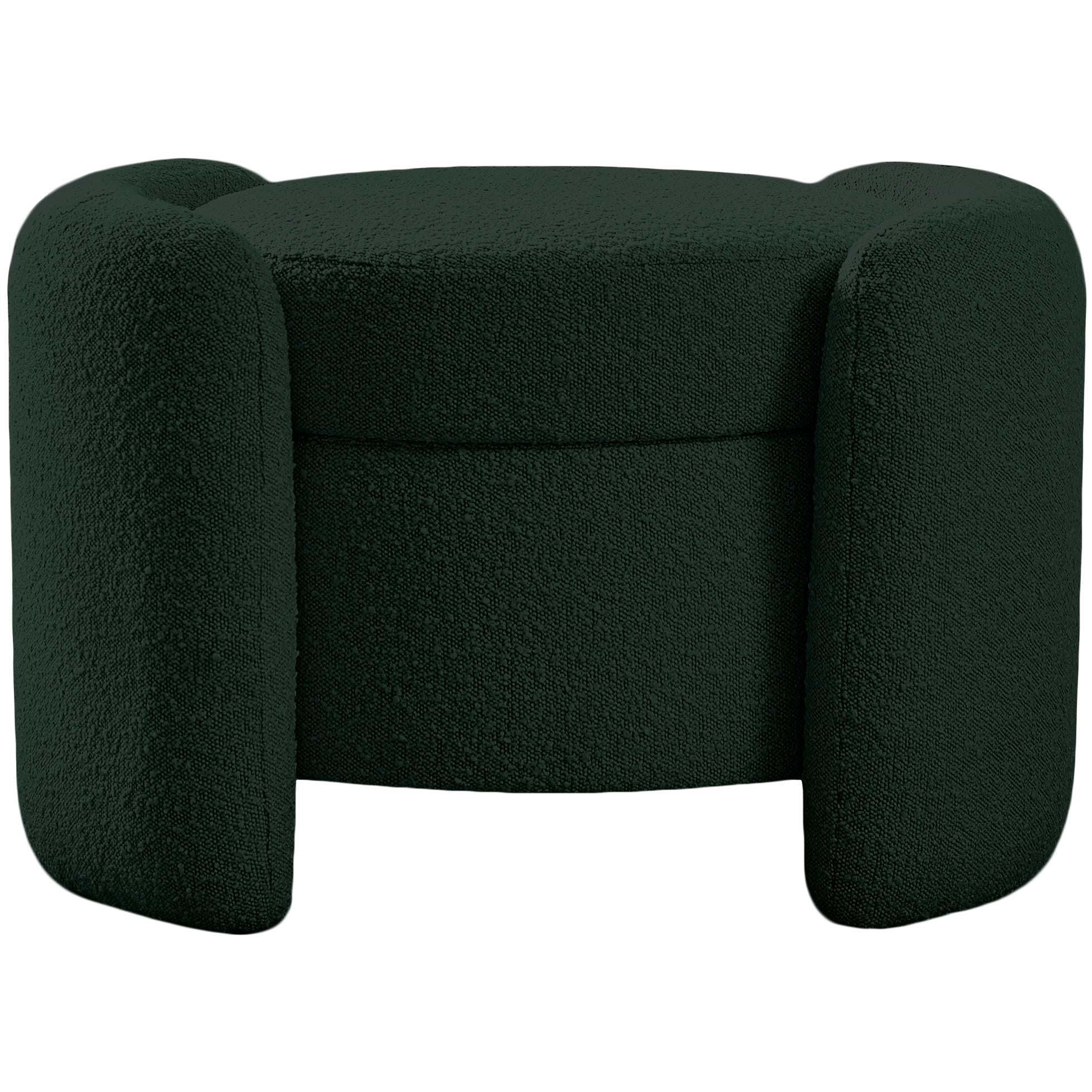 Meridian Horizon Green Boucle Fabric Ottoman