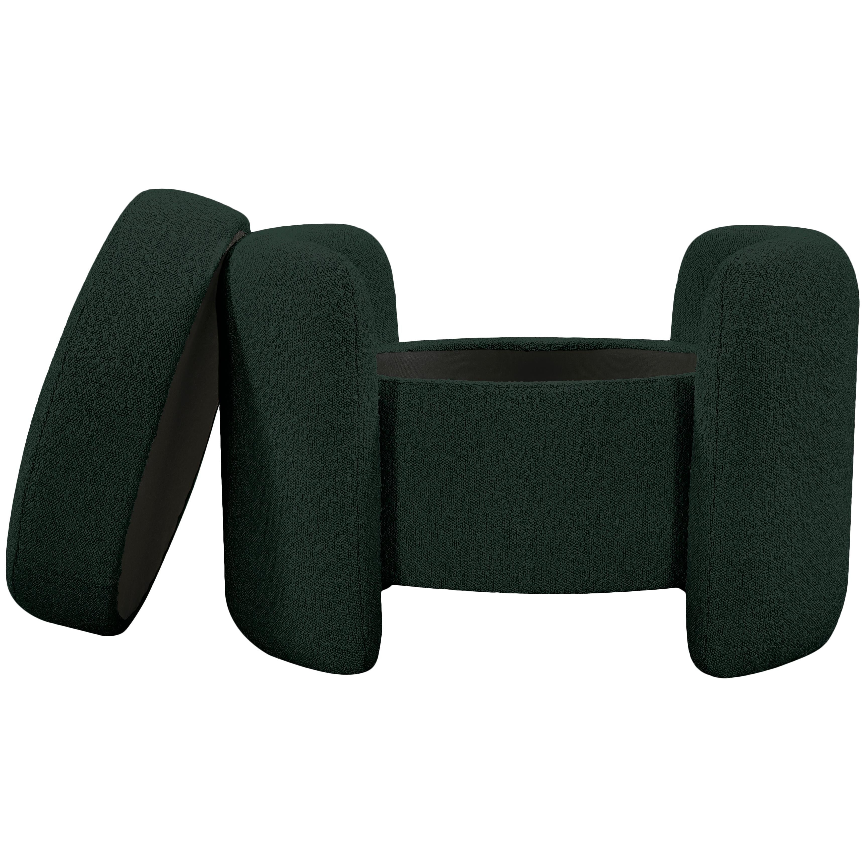 Meridian Horizon Green Boucle Fabric Ottoman