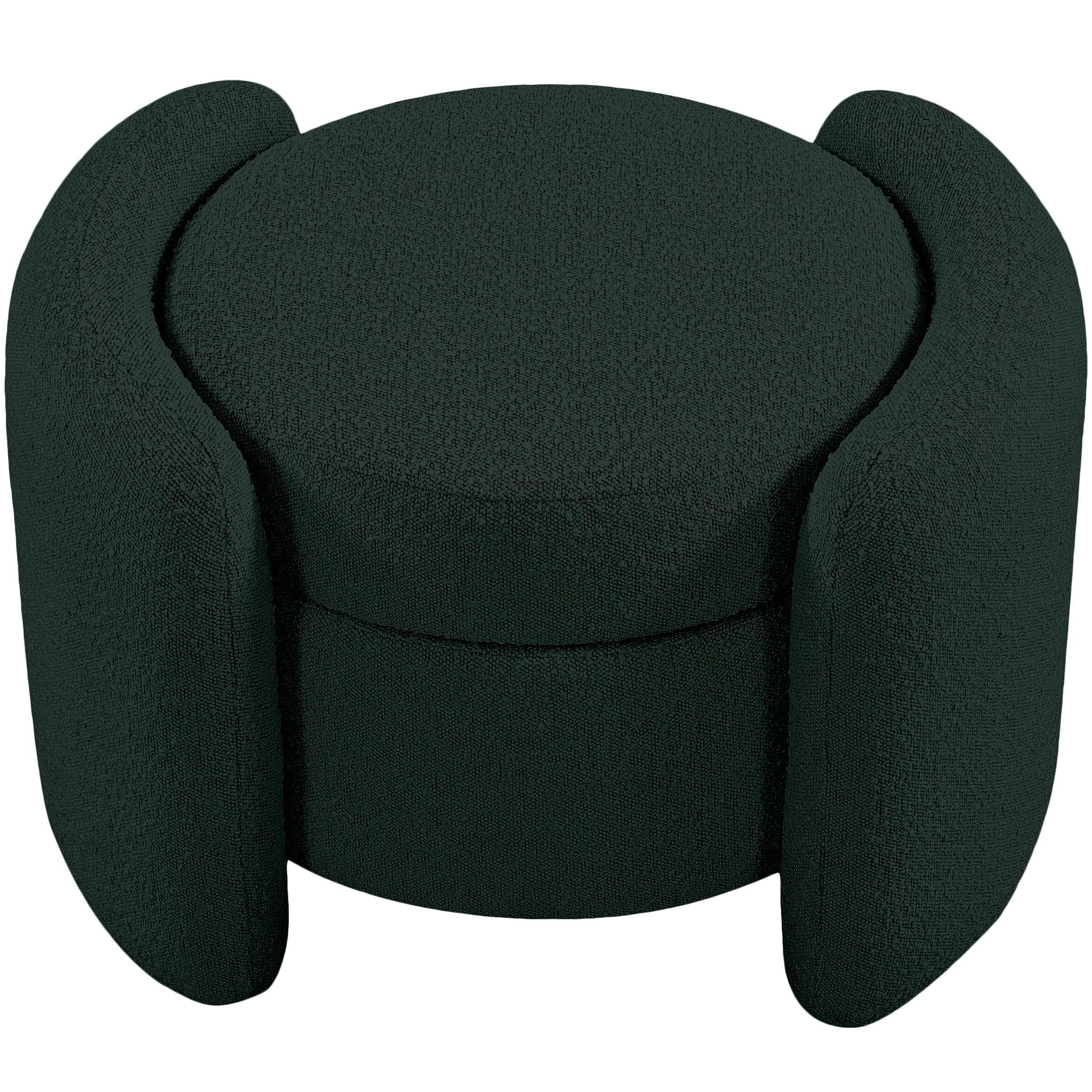 Meridian Horizon Green Boucle Fabric Ottoman