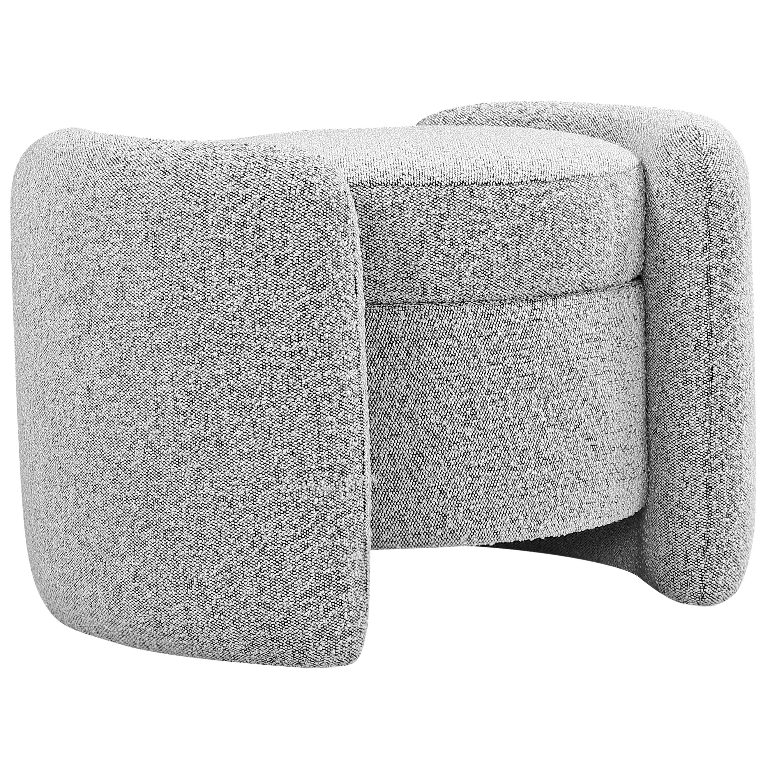 Meridian Horizon Grey Boucle Fabric Ottoman