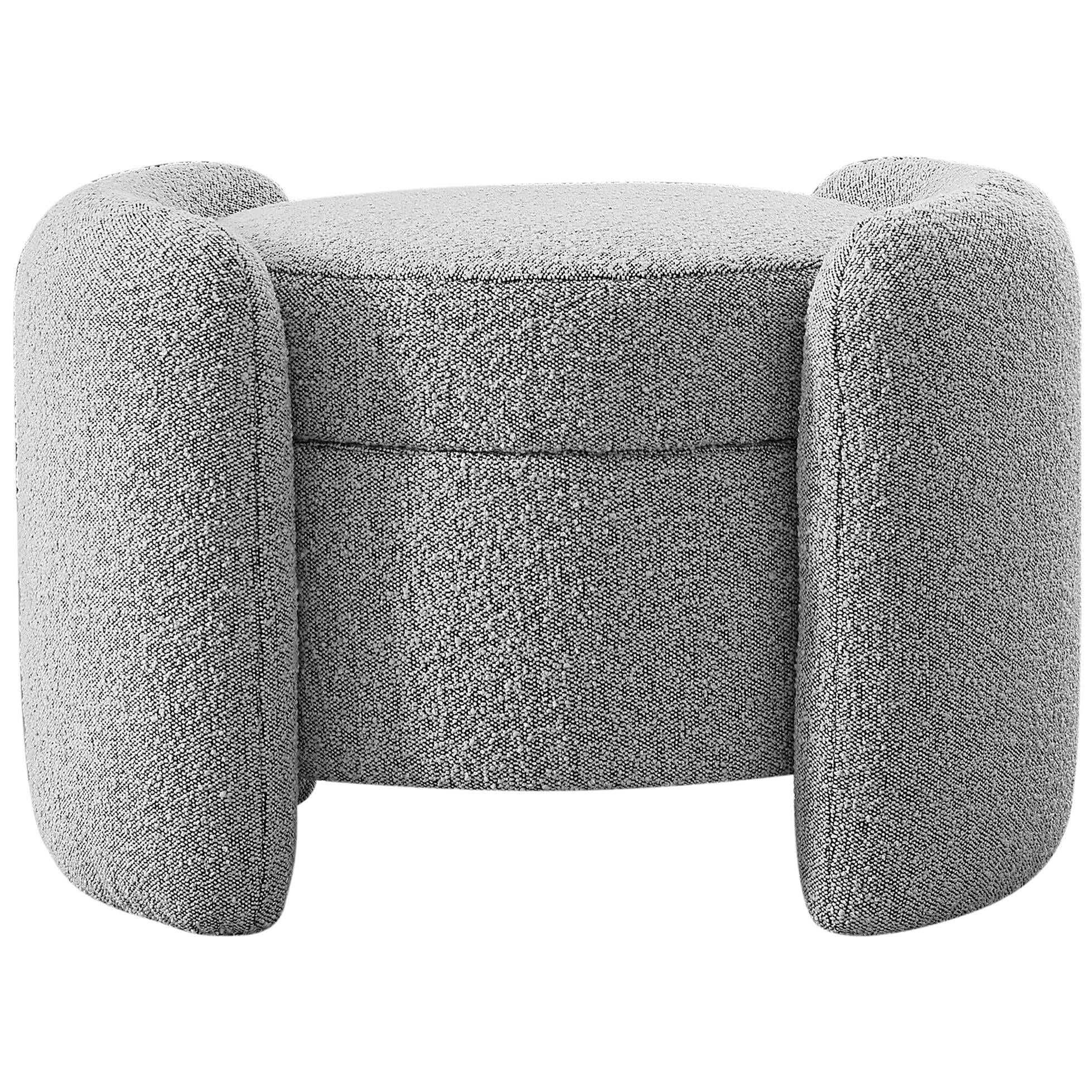 Meridian Horizon Grey Boucle Fabric Ottoman