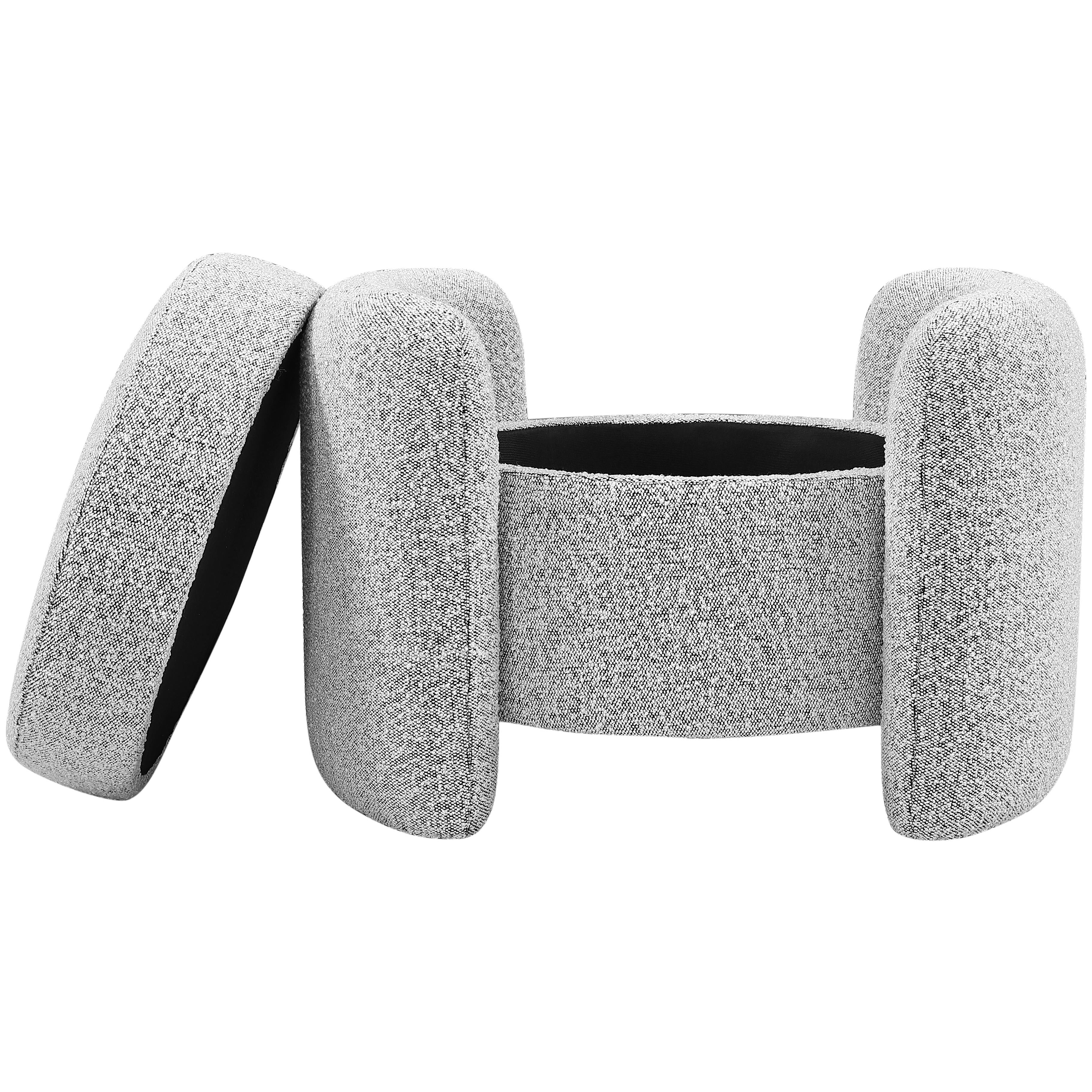 Meridian Horizon Grey Boucle Fabric Ottoman