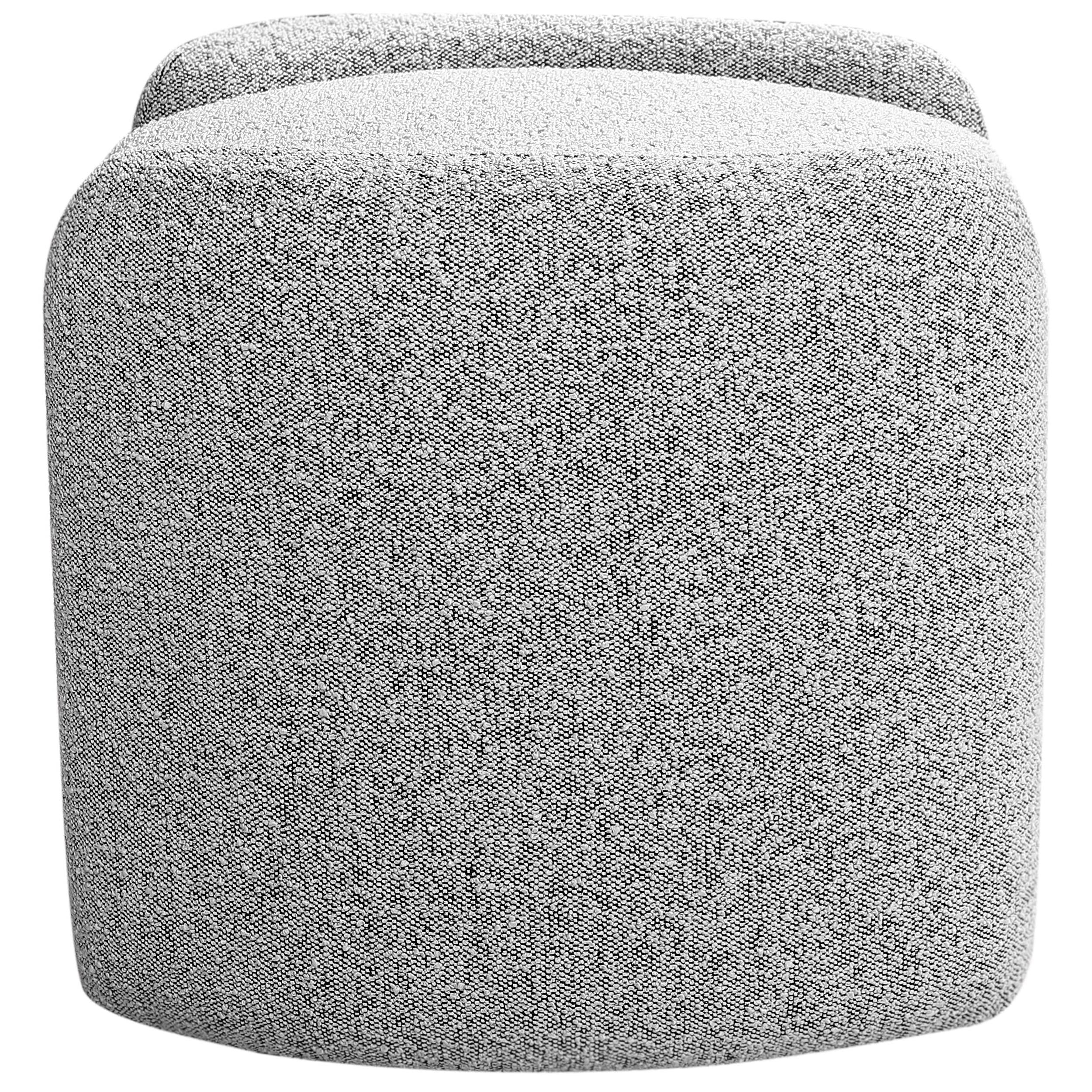 Meridian Horizon Grey Boucle Fabric Ottoman