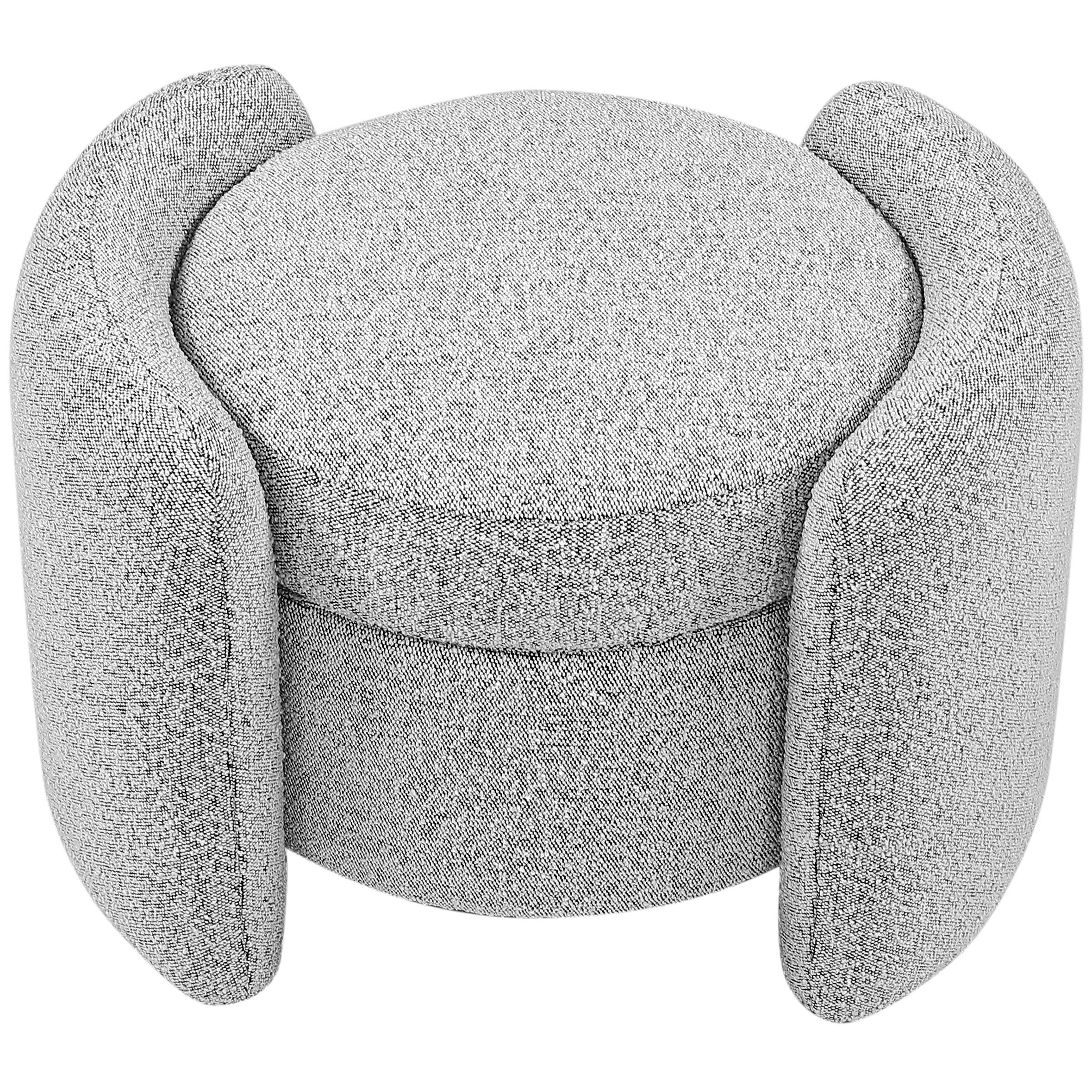 Meridian Horizon Grey Boucle Fabric Ottoman