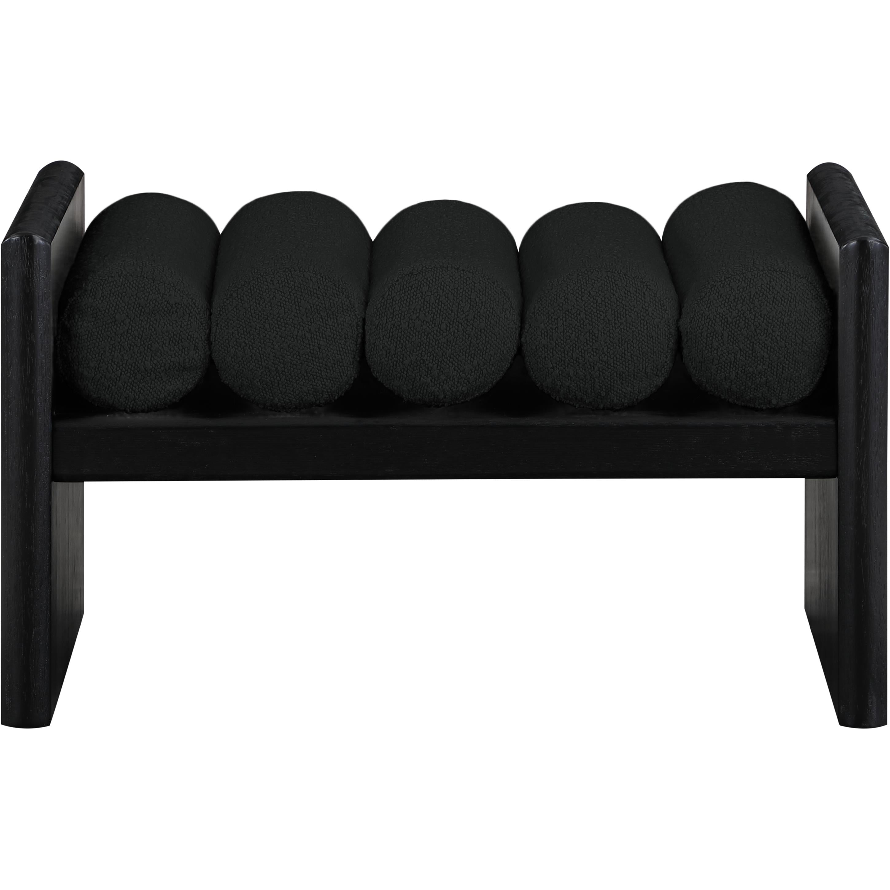 Meridian Waverly Black Boucle Fabric Bench