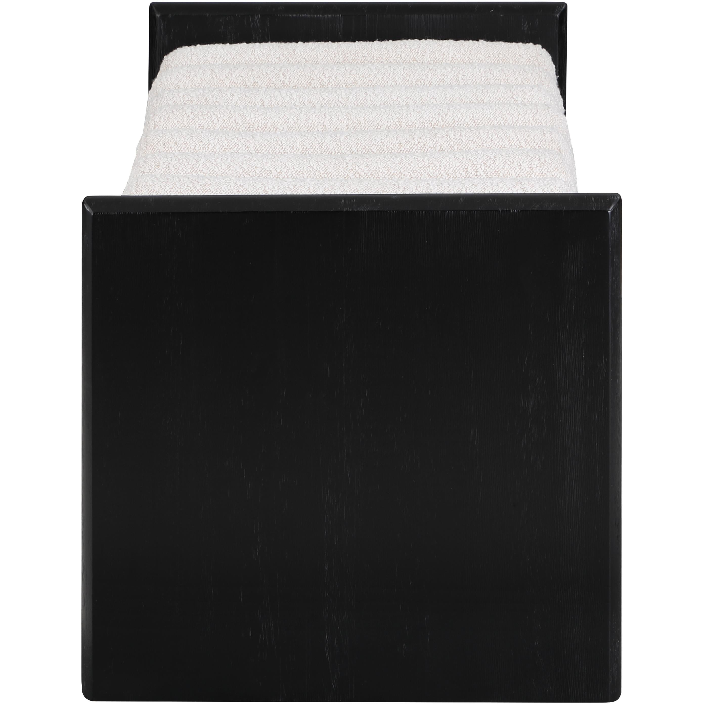 Meridian Waverly Cream Boucle Fabric Bench