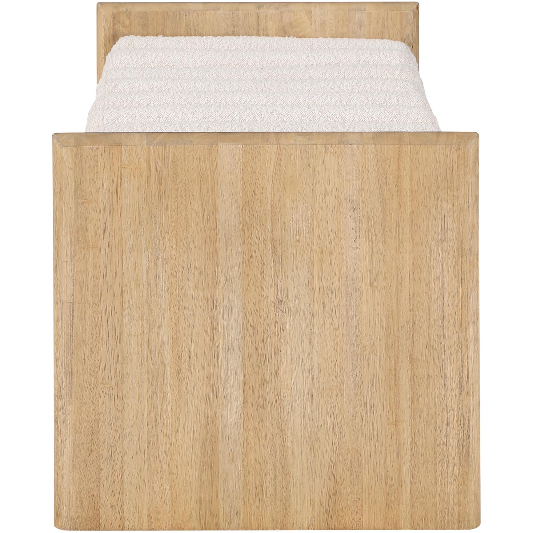 Meridian Waverly Cream Boucle Fabric Bench