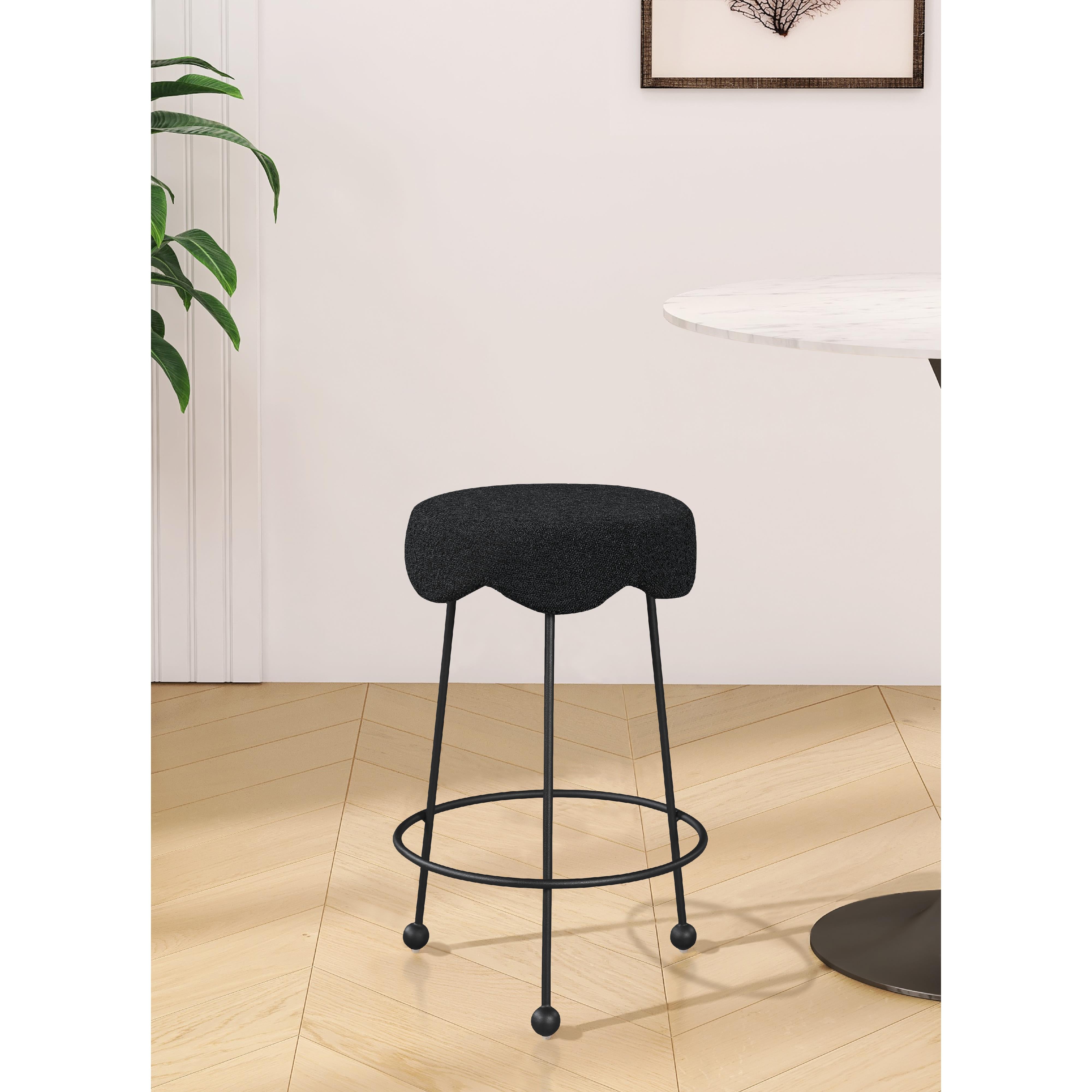 Meridian Fleur Black Fabric Counter Stool