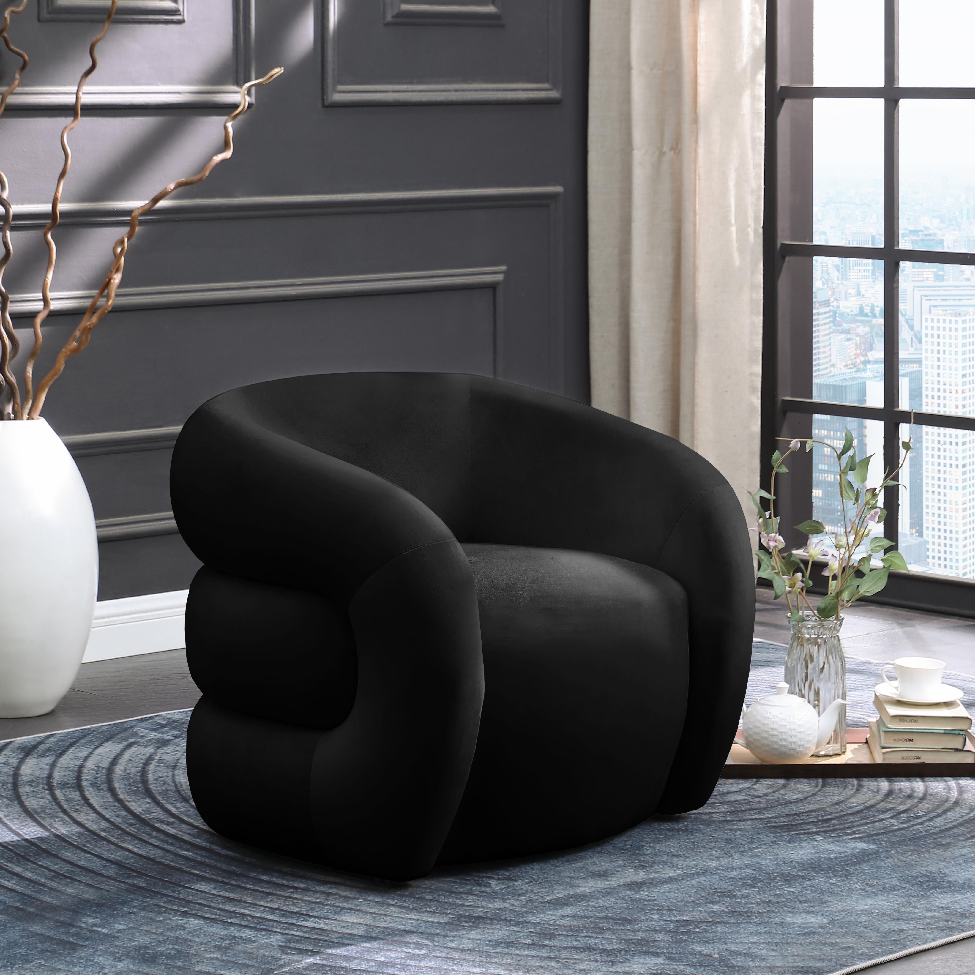 Meridian Roxbury Black Velvet Accent Chair