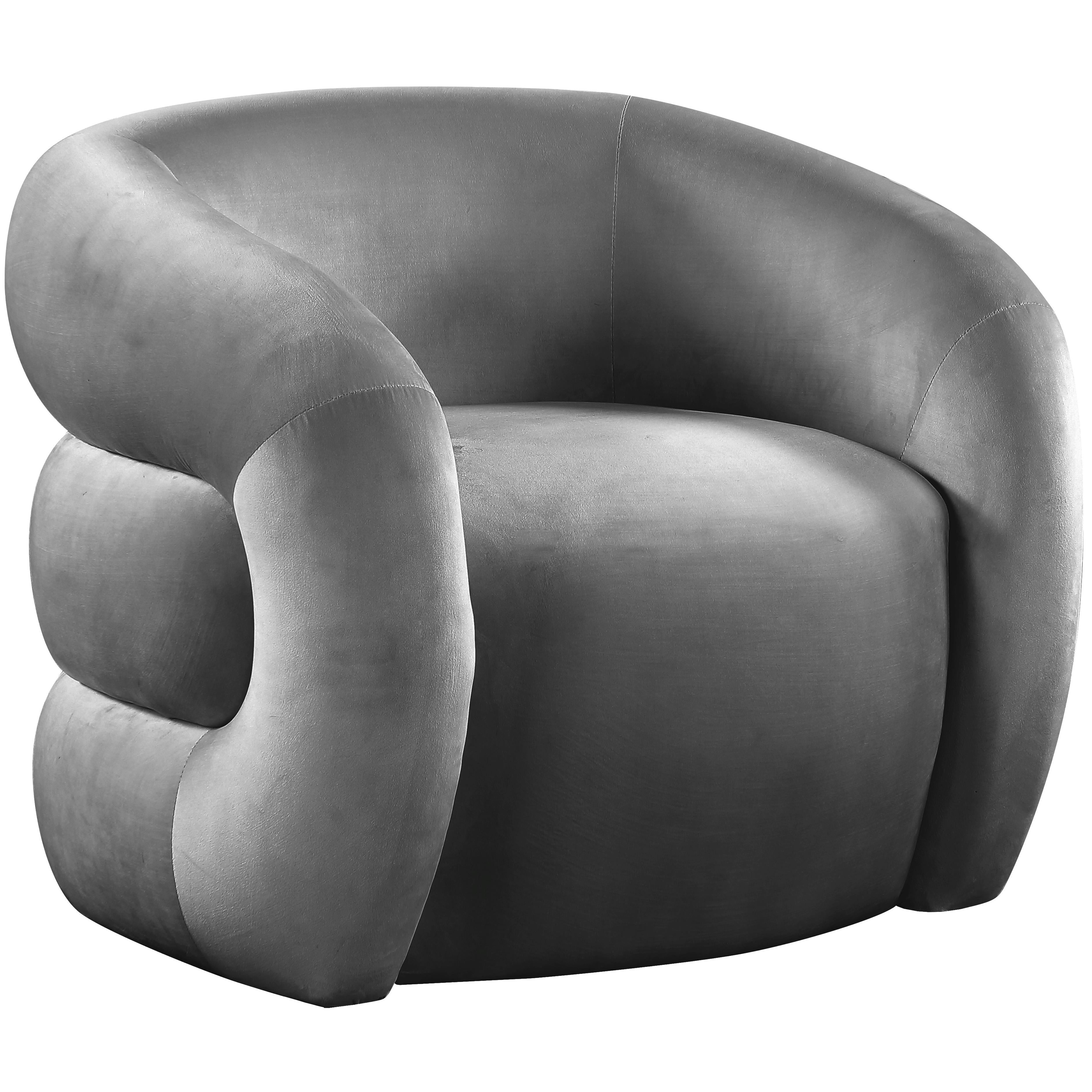 Meridian Roxbury Grey Velvet Accent Chair