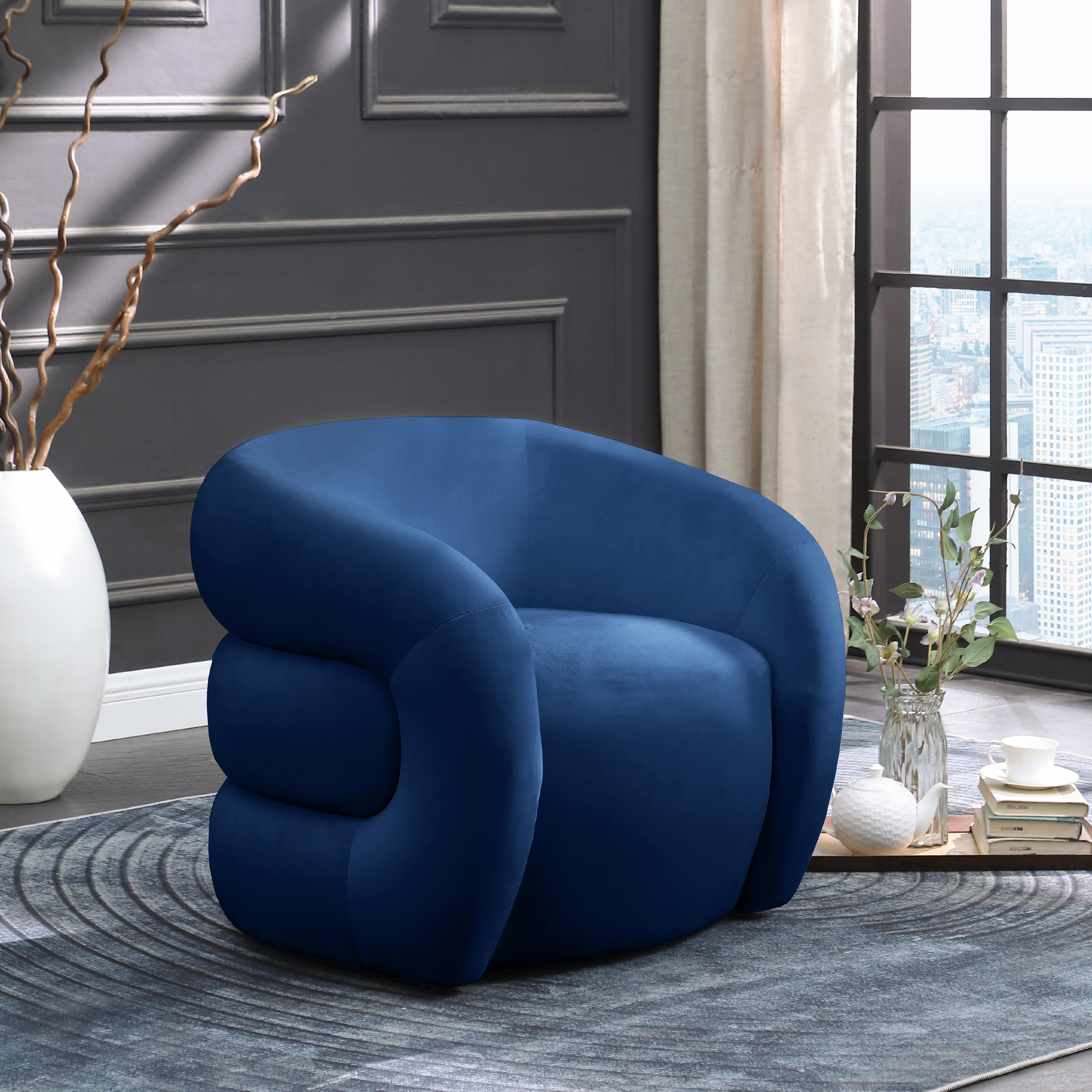 Meridian Roxbury Navy Velvet Accent Chair