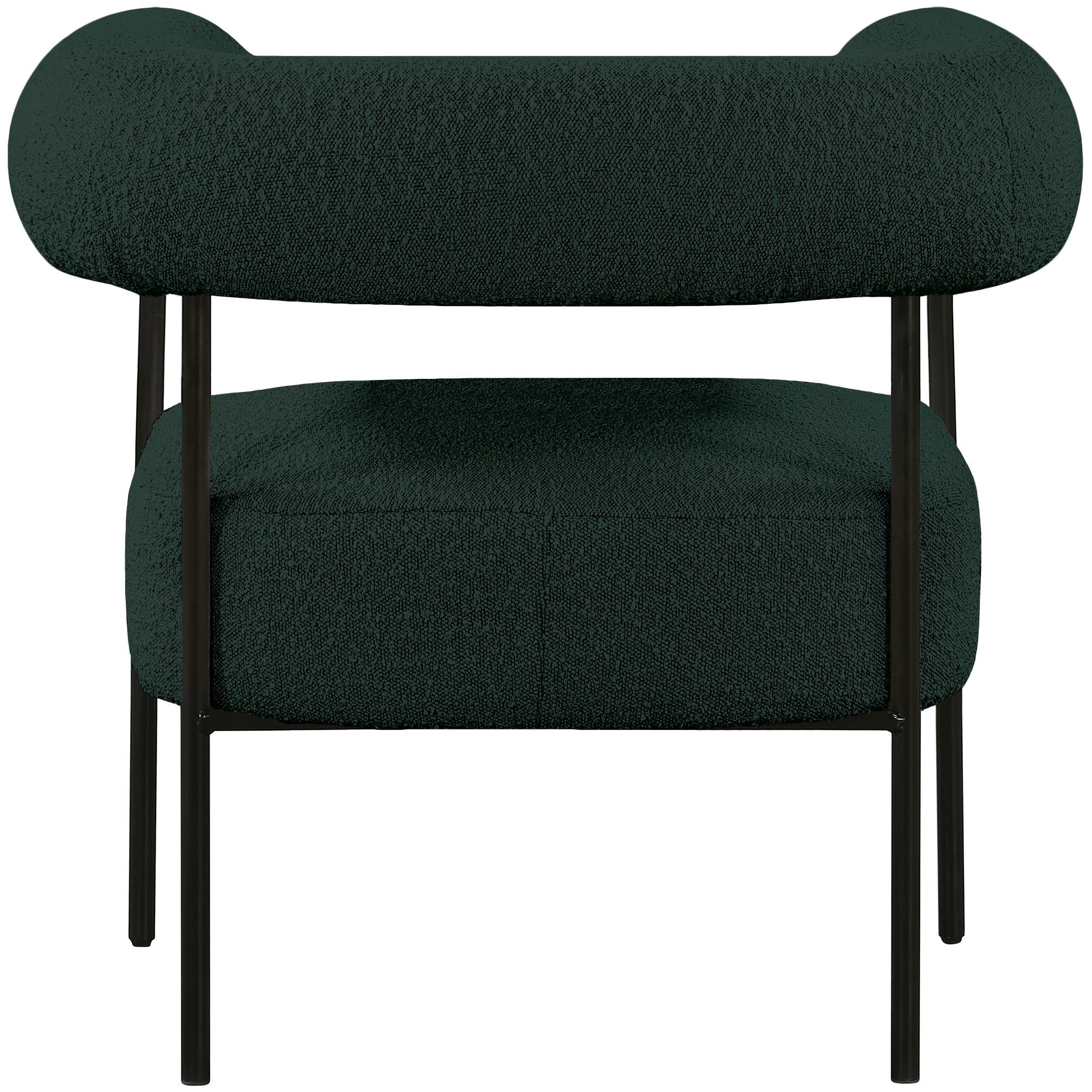 Meridian Blake Green Boucle Fabric Accent Chair