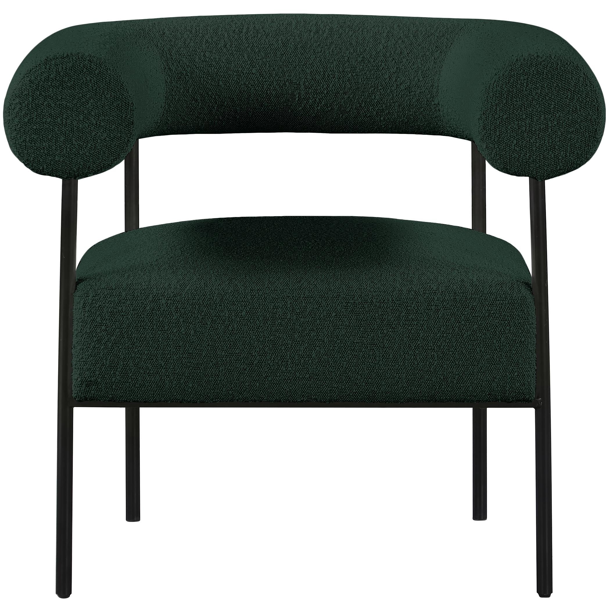 Meridian Blake Green Boucle Fabric Accent Chair