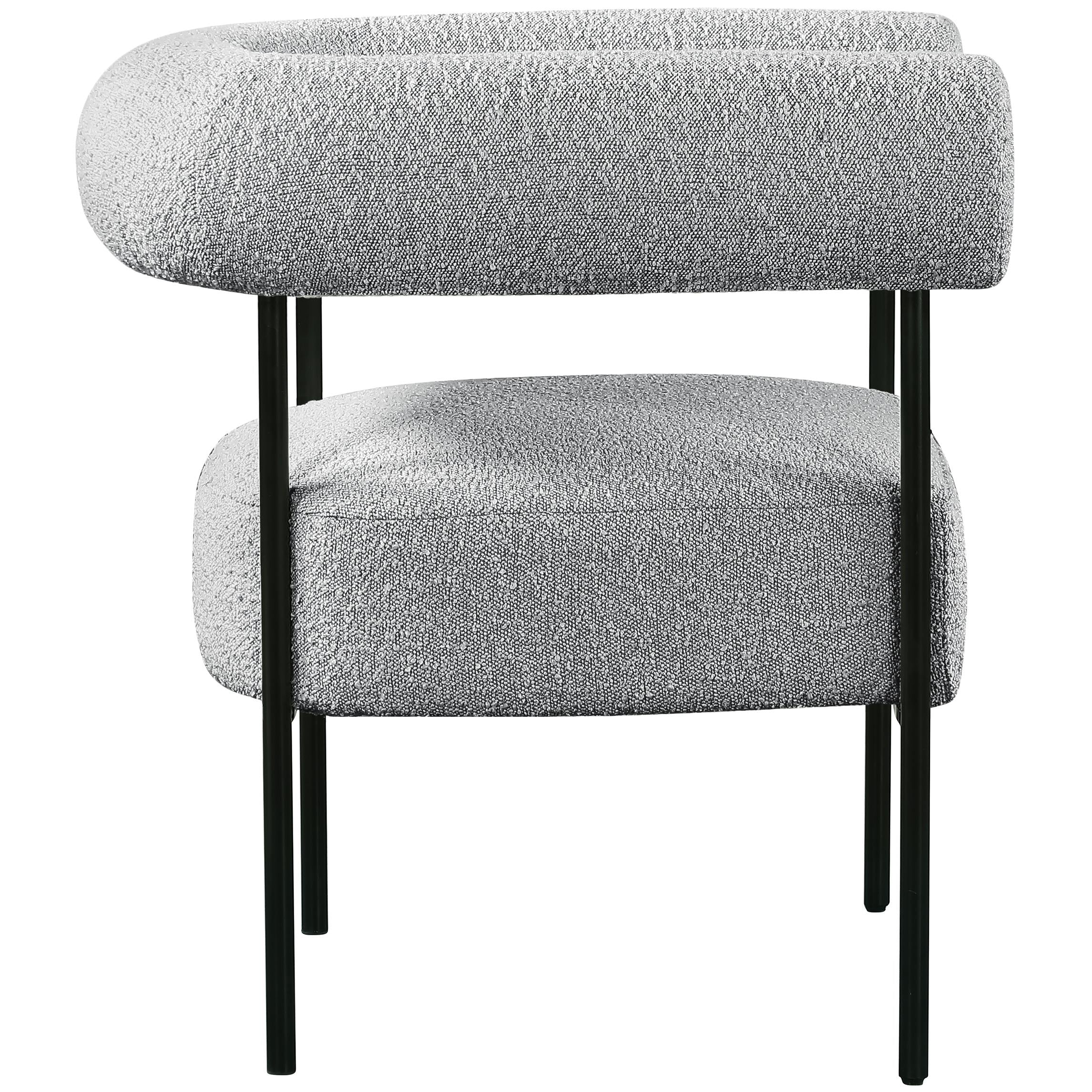 Meridian Blake Grey Boucle Fabric Accent Chair