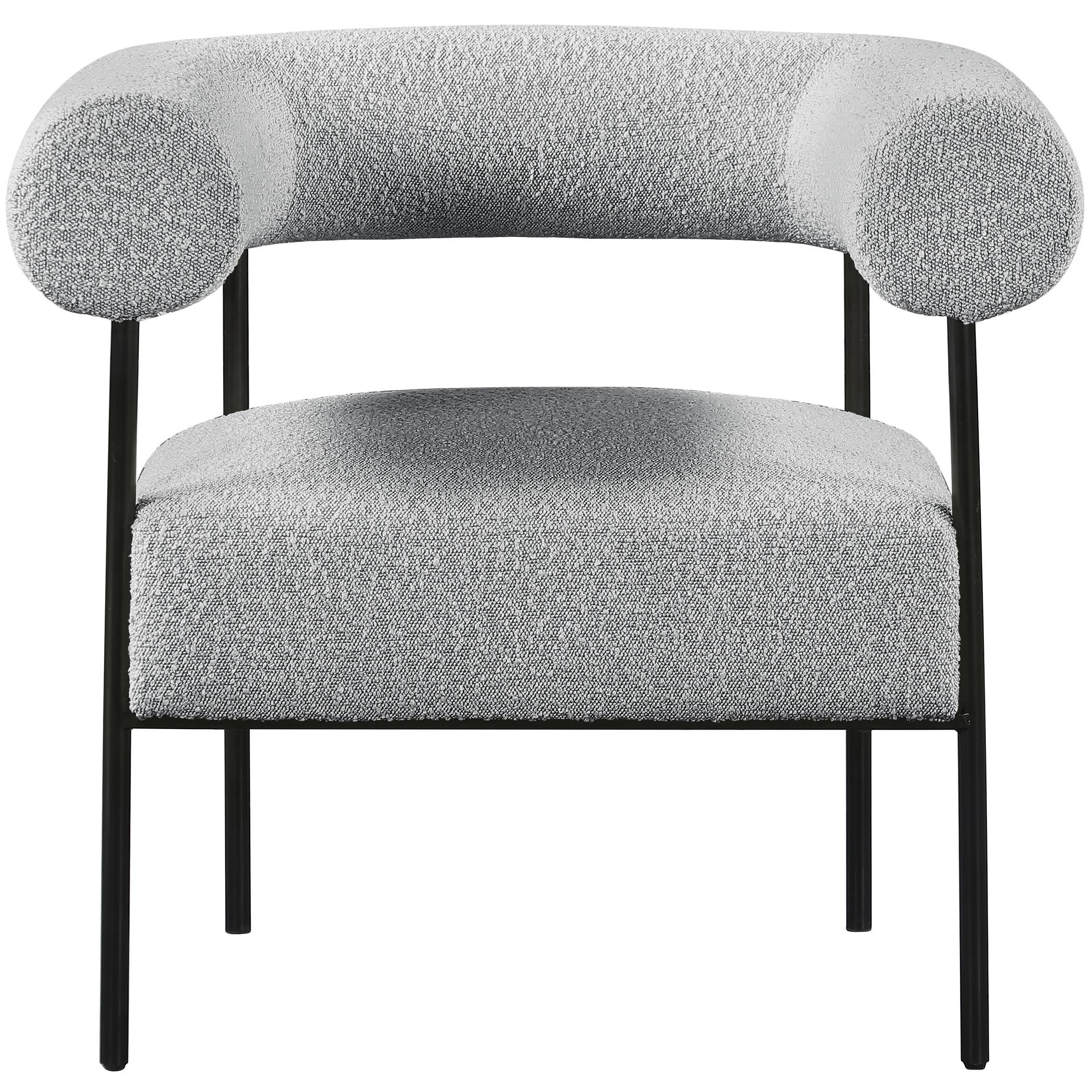 Meridian Blake Grey Boucle Fabric Accent Chair