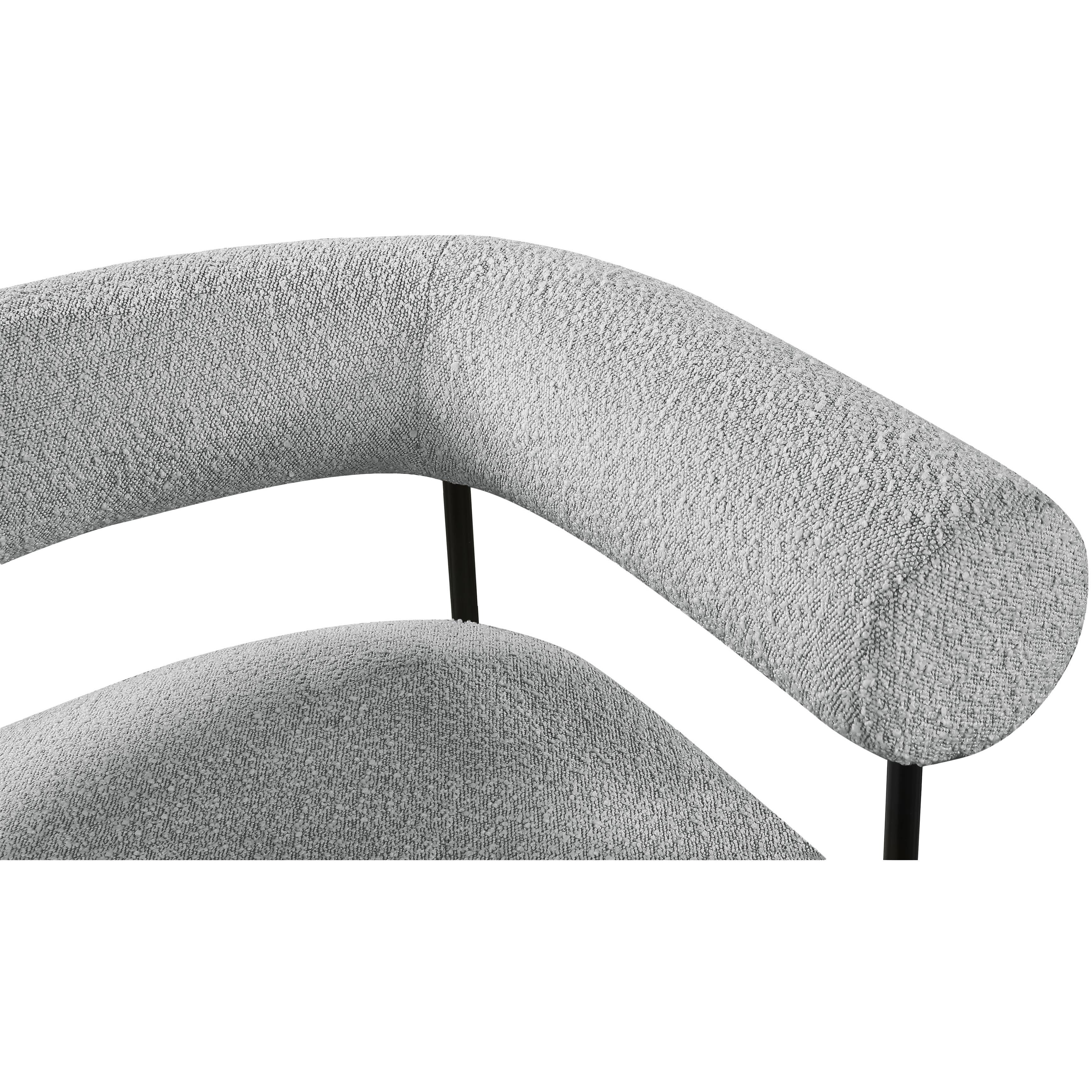 Meridian Blake Grey Boucle Fabric Accent Chair