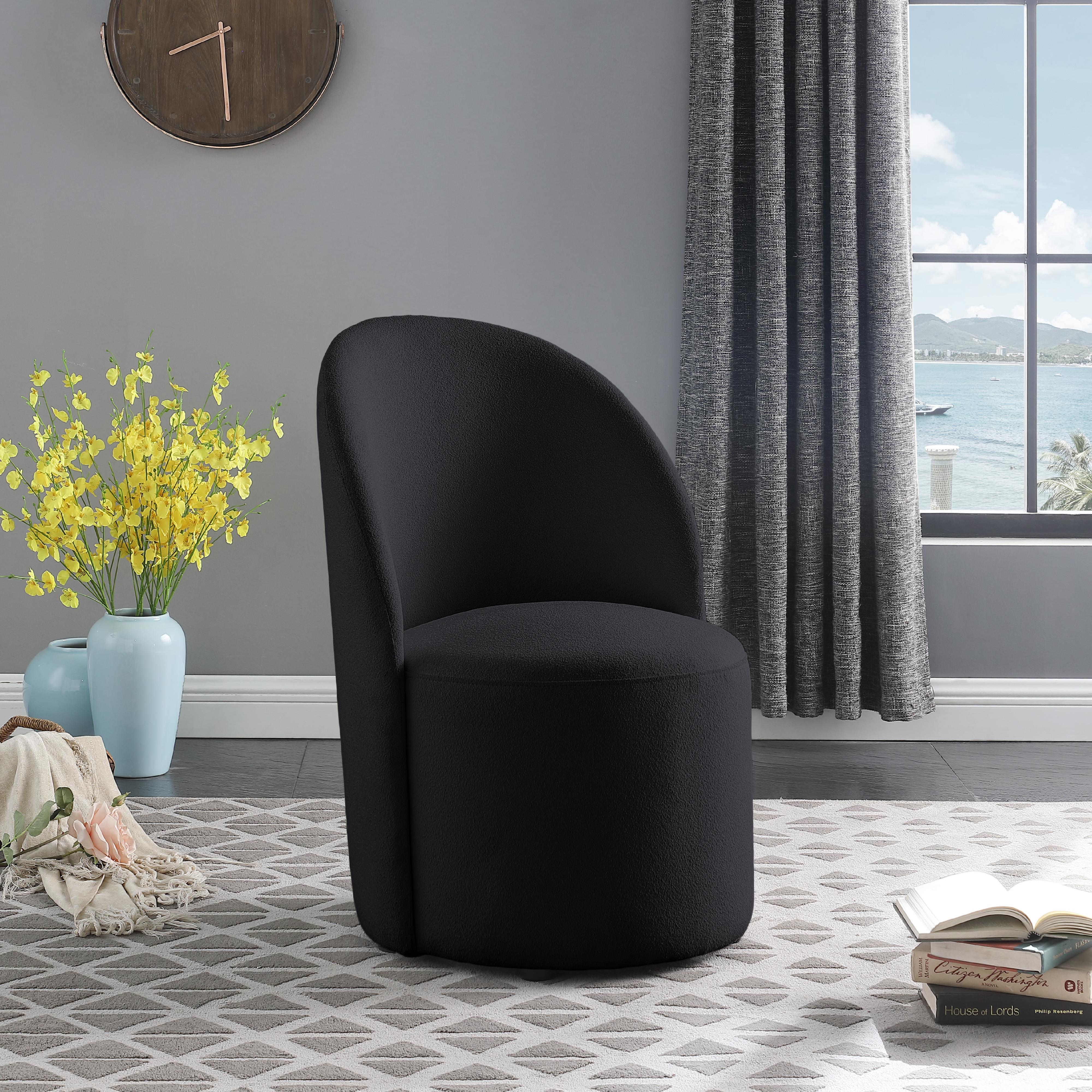 Meridian Hautely Black Boucle Fabric Accent Chair