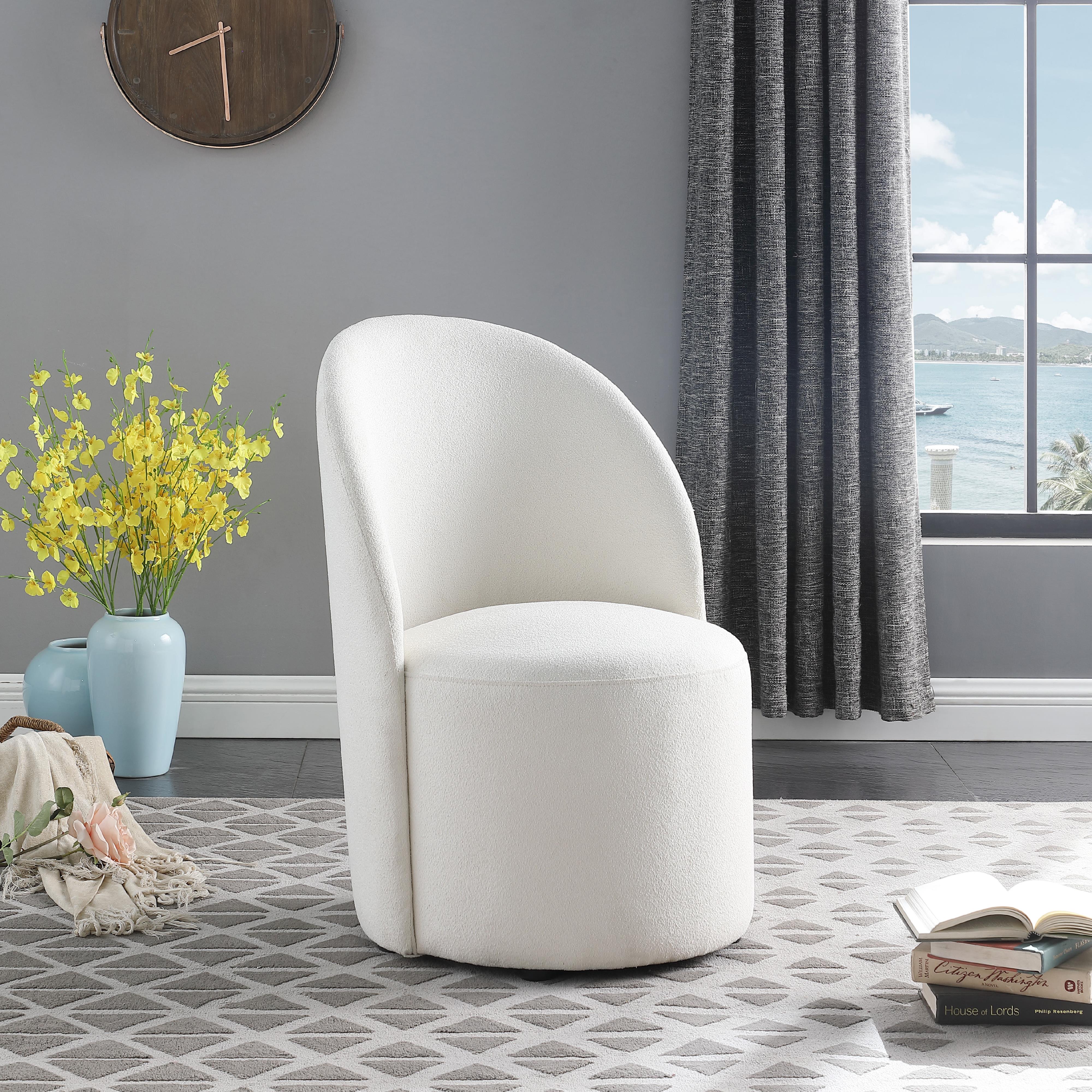 Meridian Hautely Cream Boucle Fabric Accent Chair