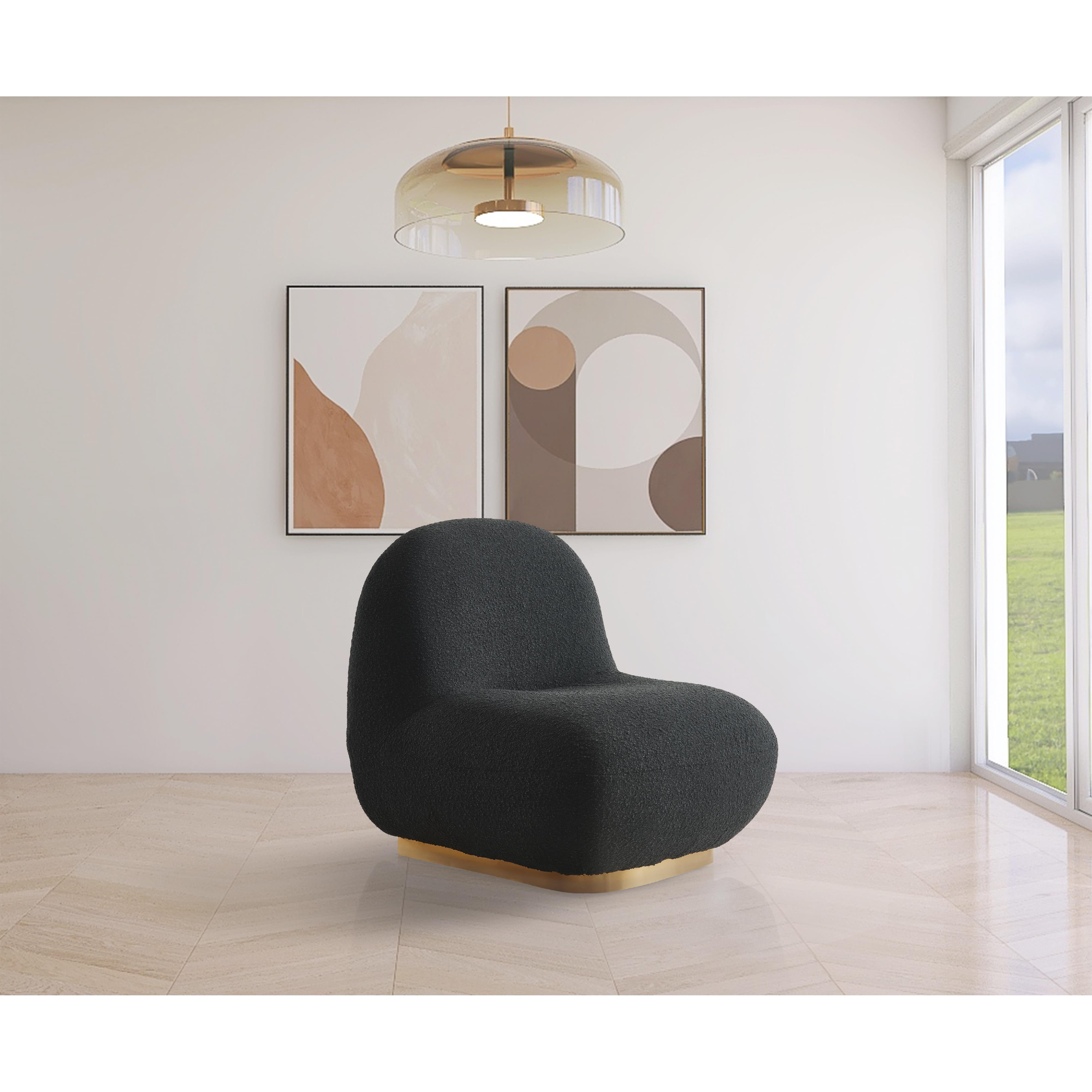 Meridian Liam Black Boucle Fabric Accent Chair