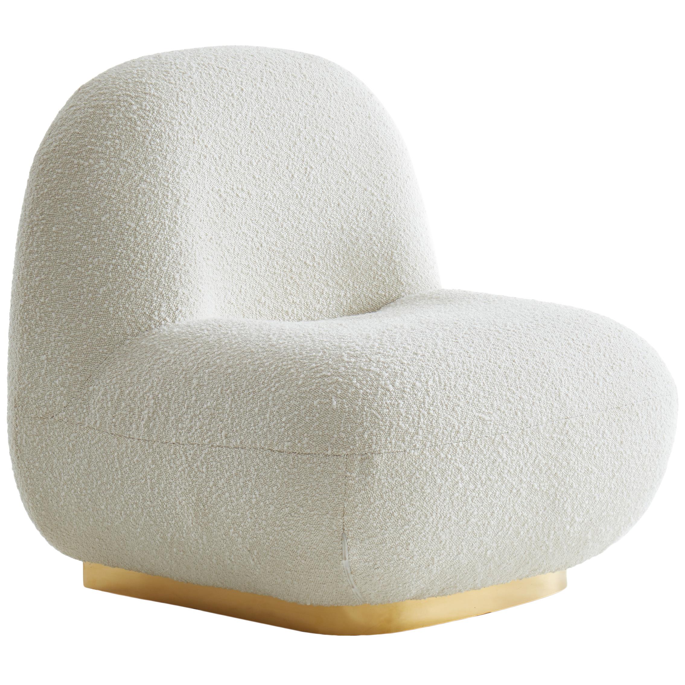 Meridian Liam Cream Boucle Fabric Accent Chair