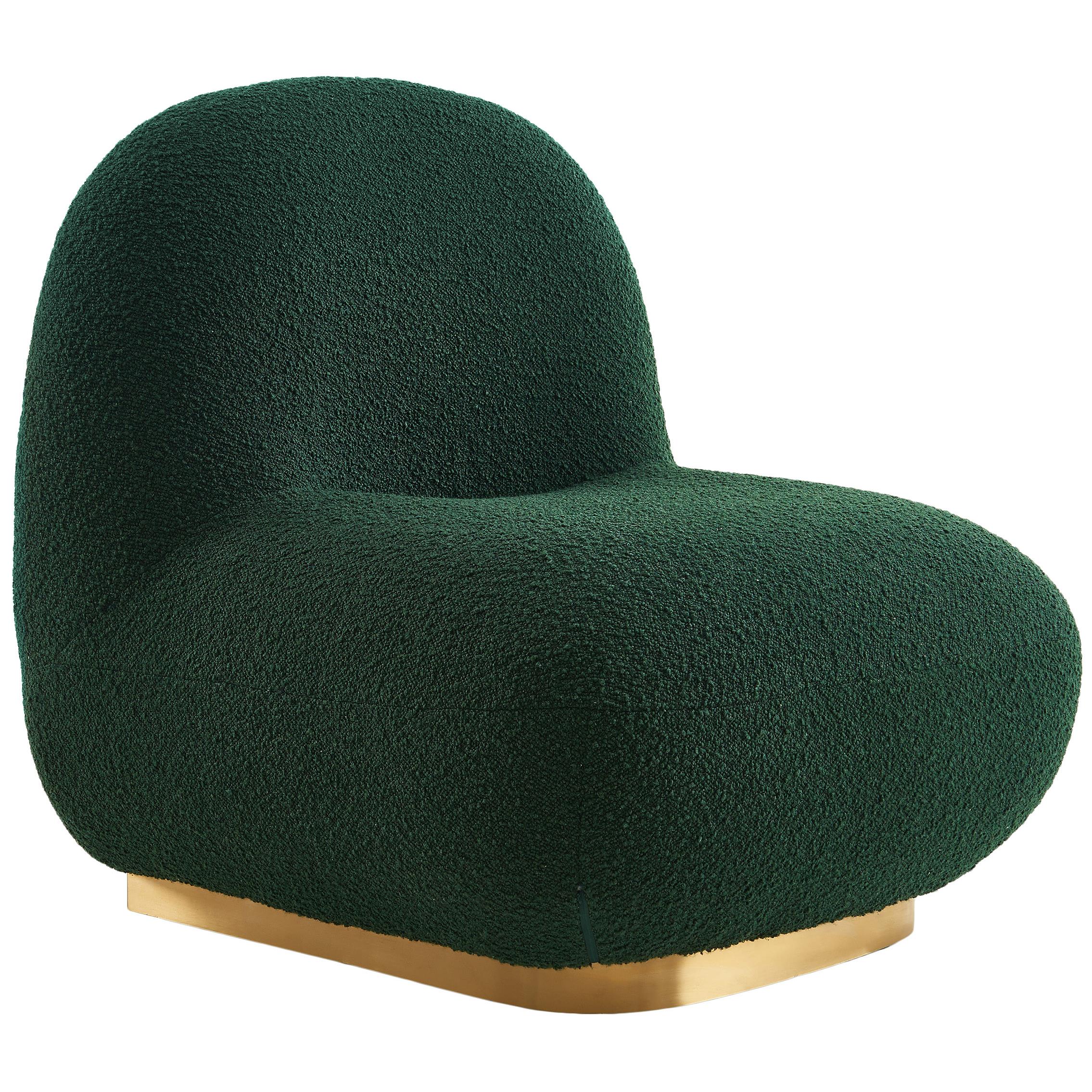 Meridian Liam Green Boucle Fabric Accent Chair