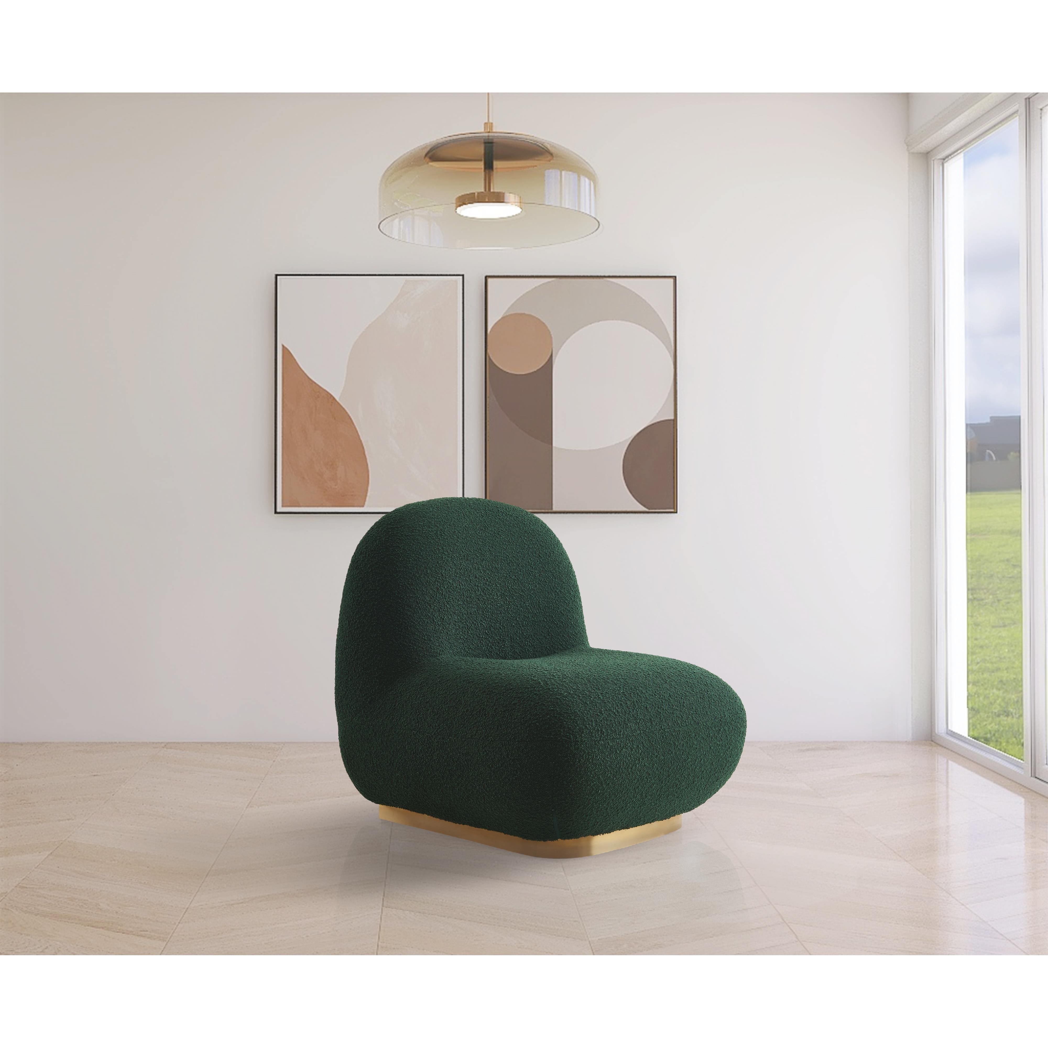 Meridian Liam Green Boucle Fabric Accent Chair