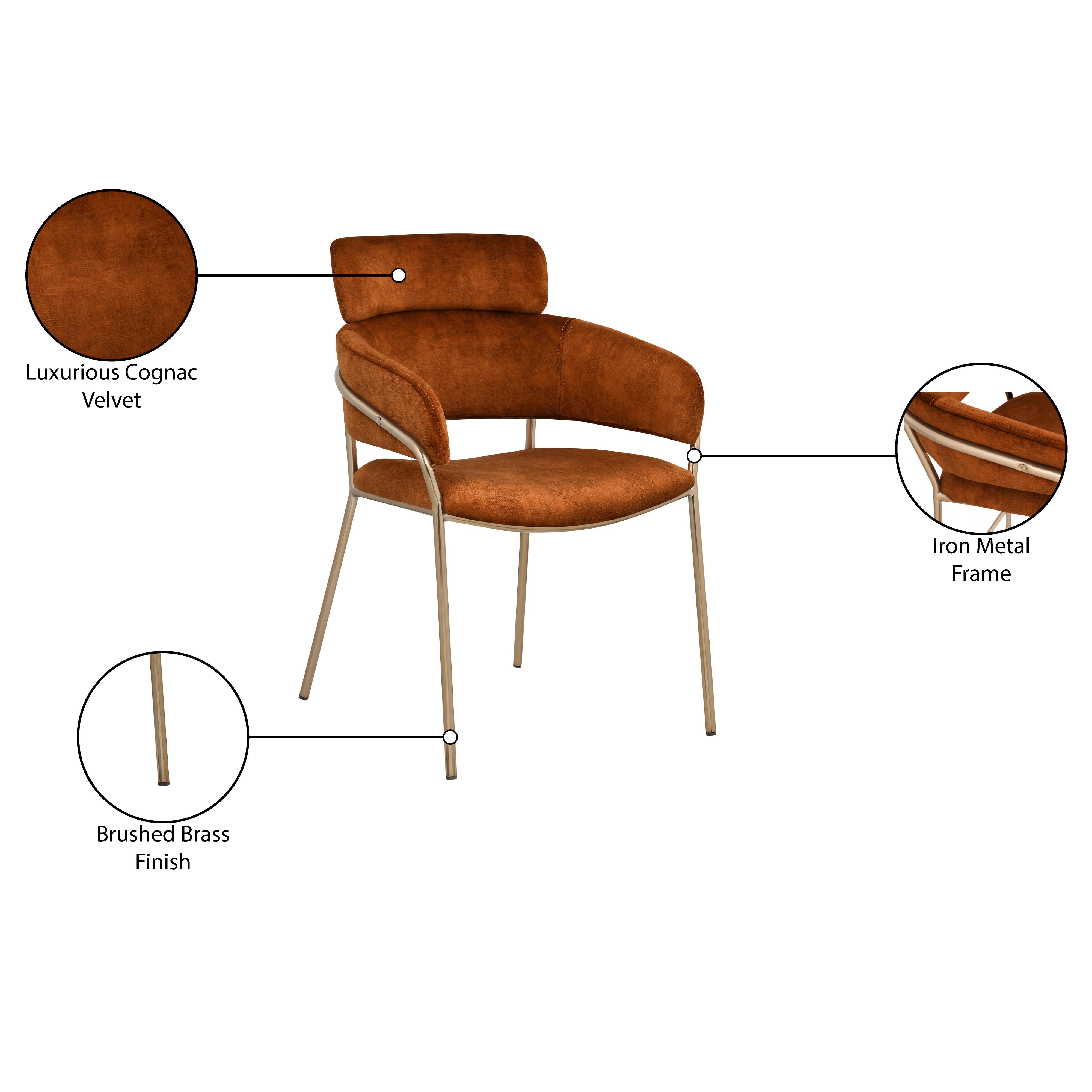 Meridian Yara Cognac Velvet Dining Chair