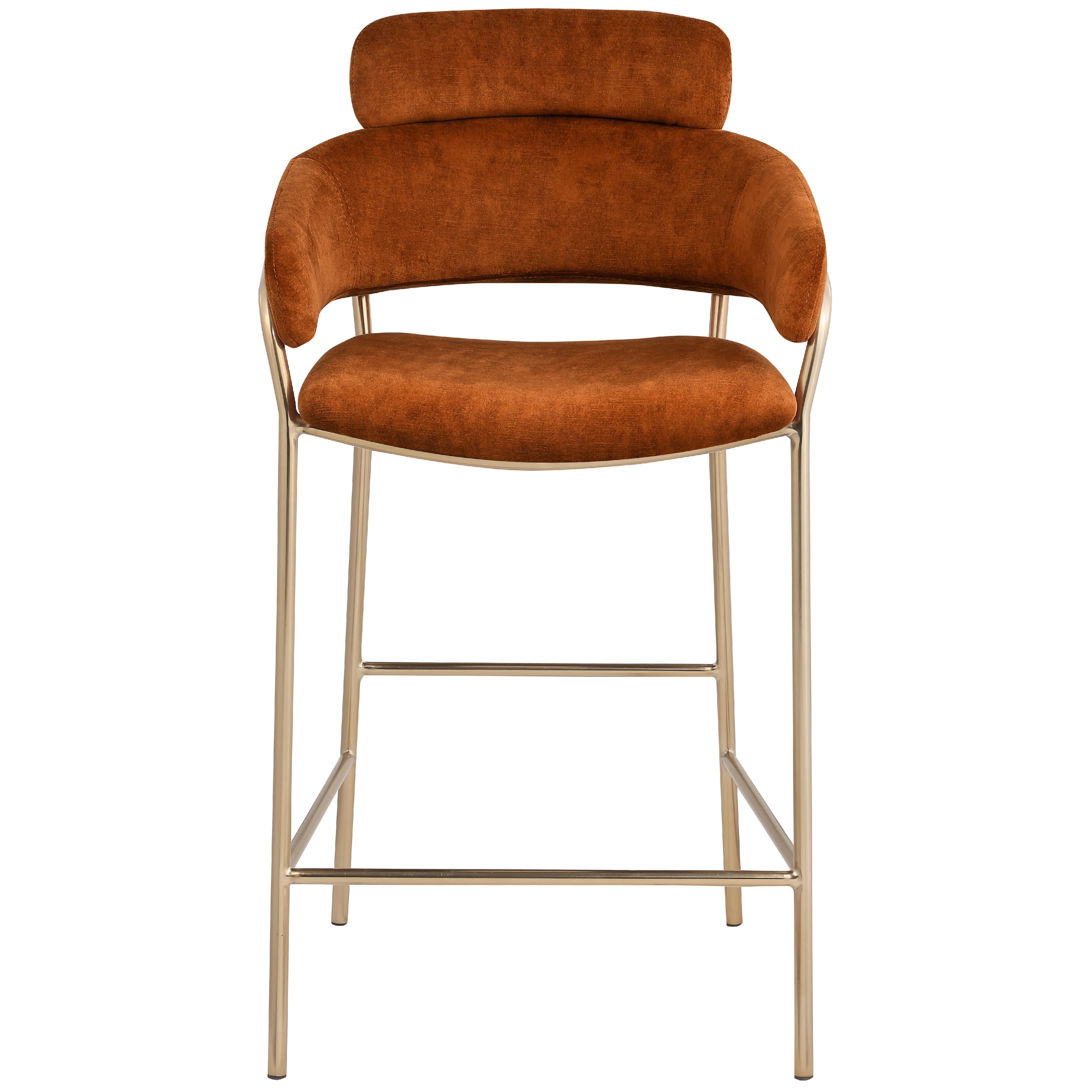 Meridian Yara Cognac Velvet Counter Stool
