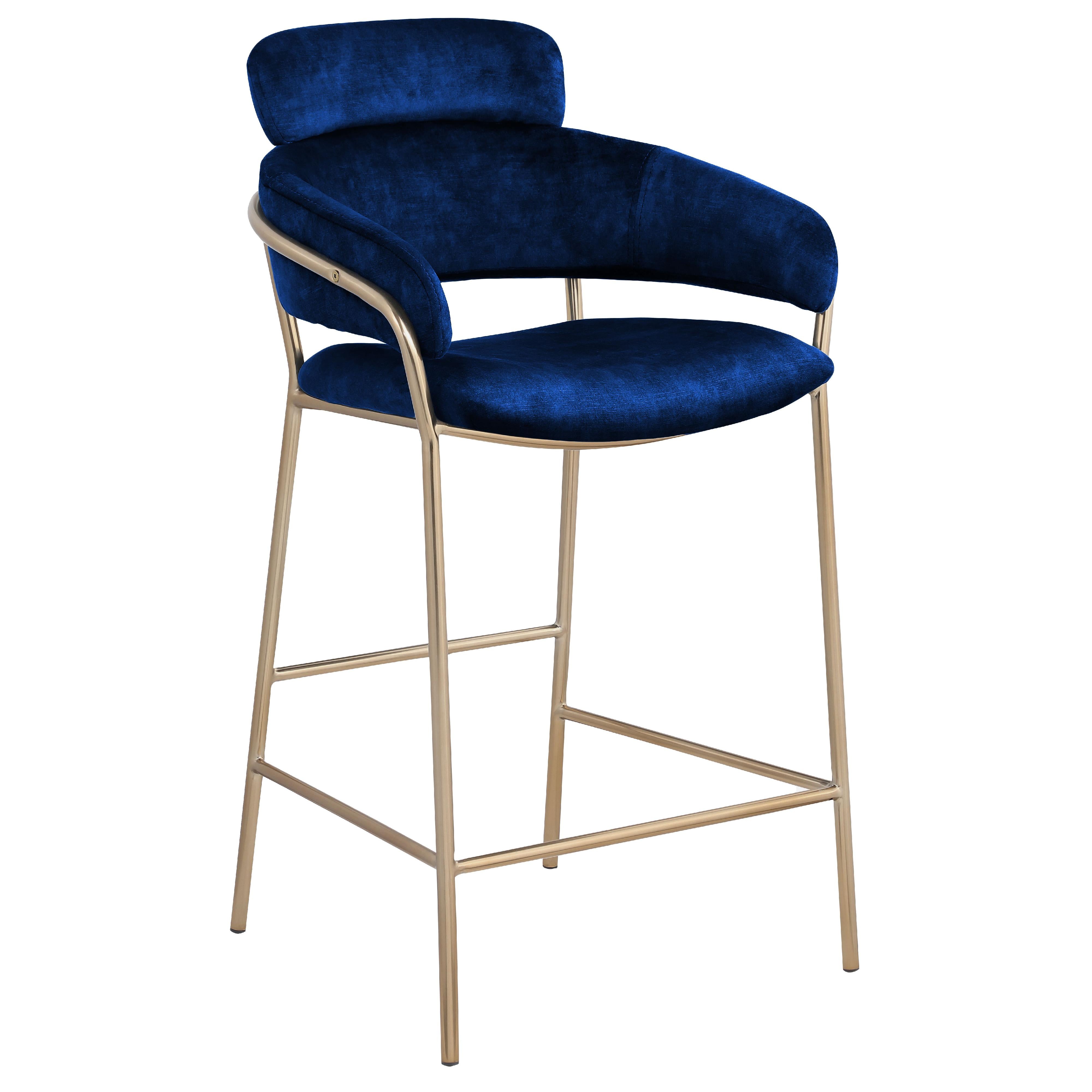 Meridian Yara Navy Velvet Counter Stool