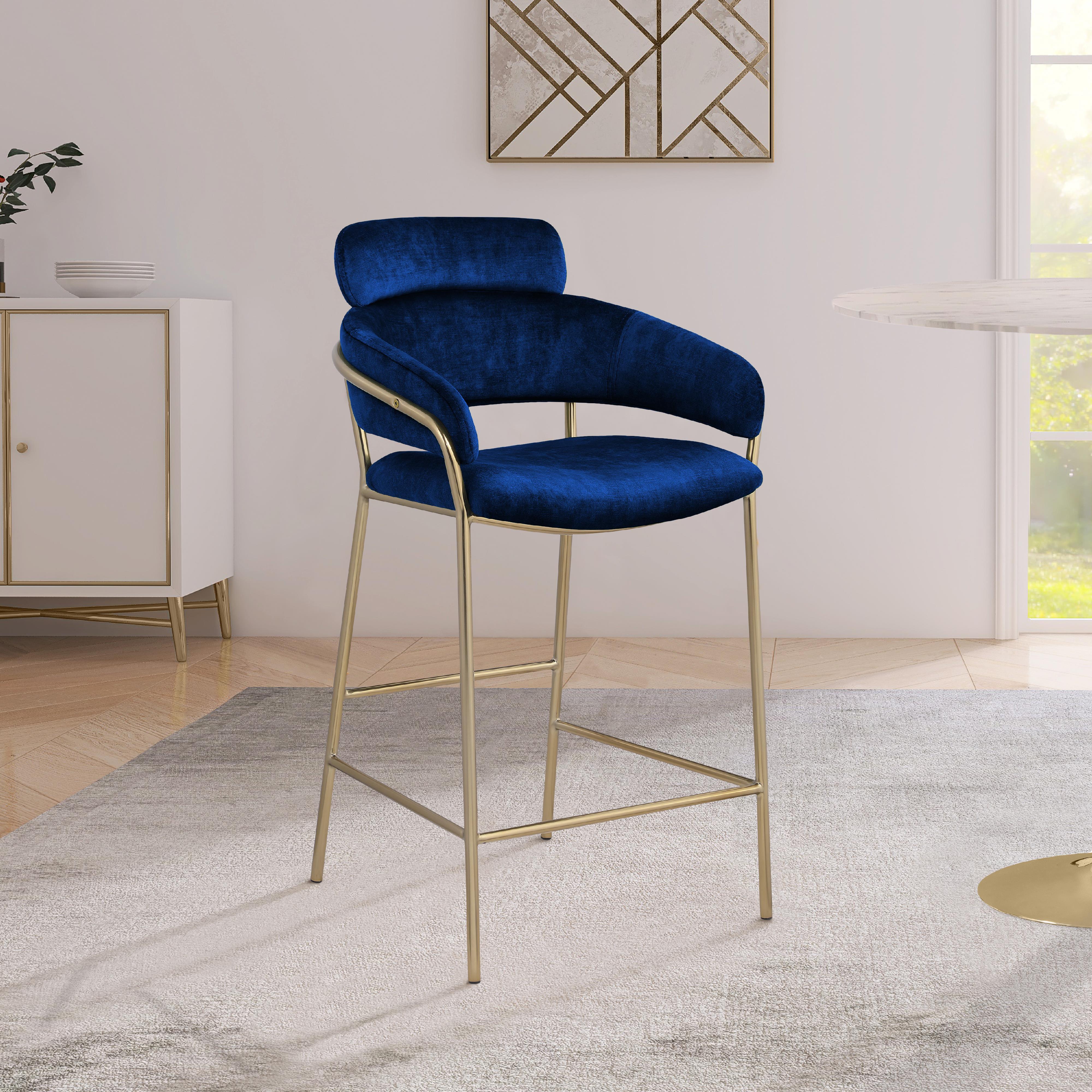 Meridian Yara Navy Velvet Counter Stool