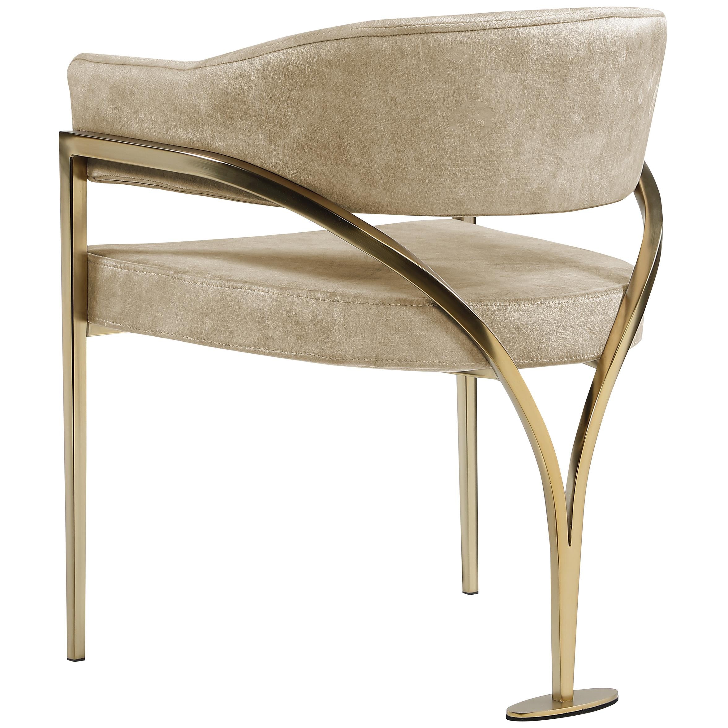 Meridian Madelyn Beige Velvet Dining Chair