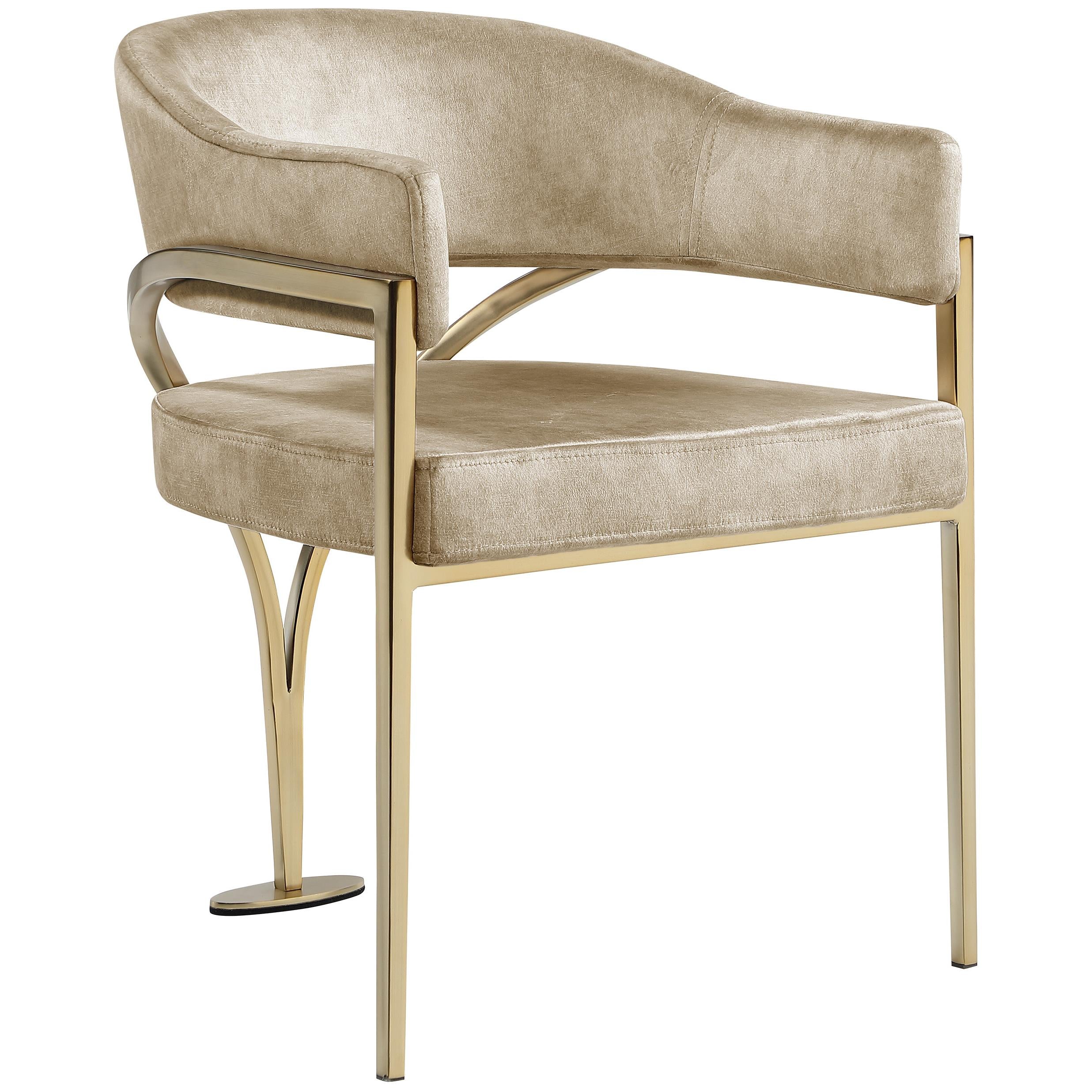 Meridian Madelyn Beige Velvet Dining Chair