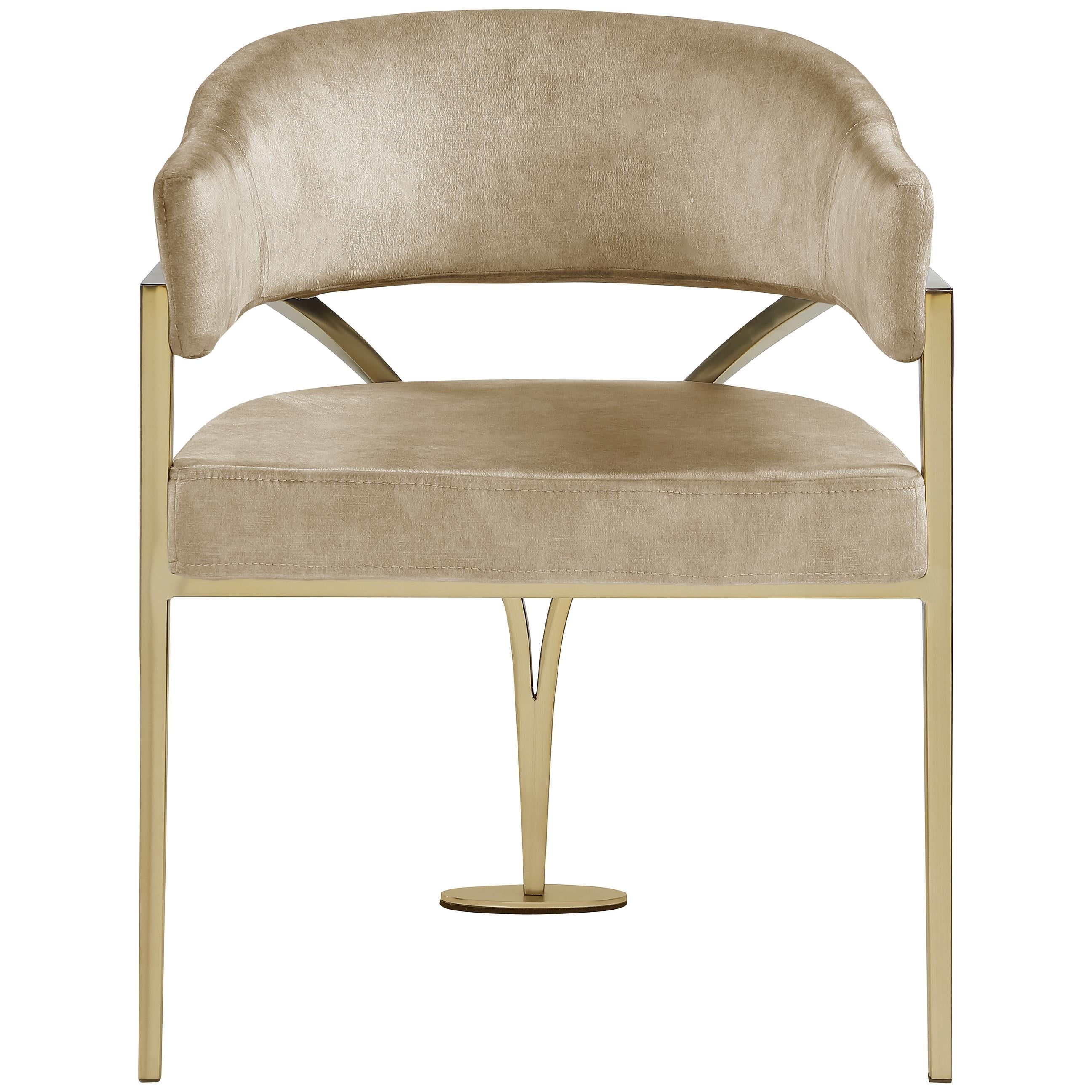 Meridian Madelyn Beige Velvet Dining Chair