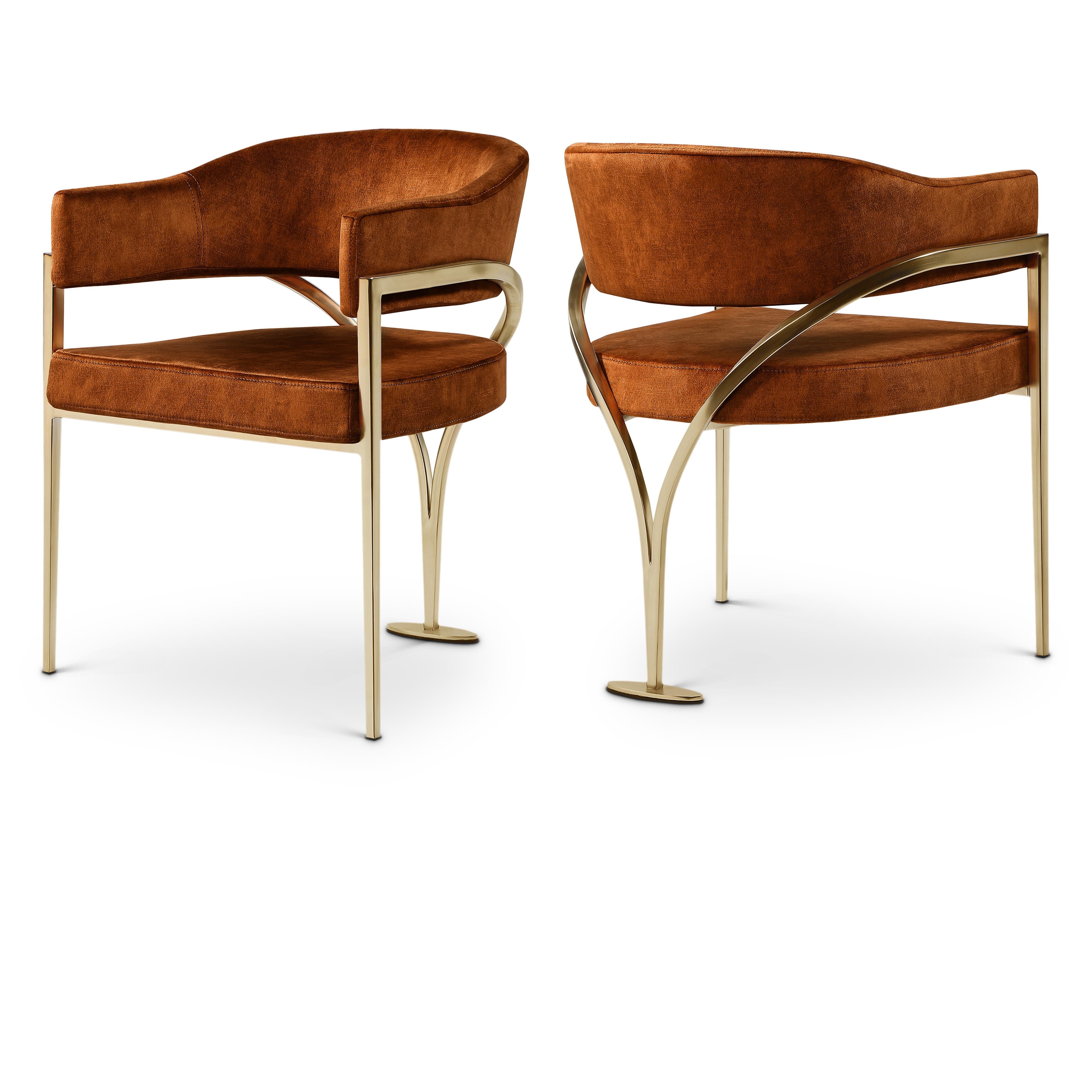 Meridian Madelyn Cognac Velvet Dining Chair