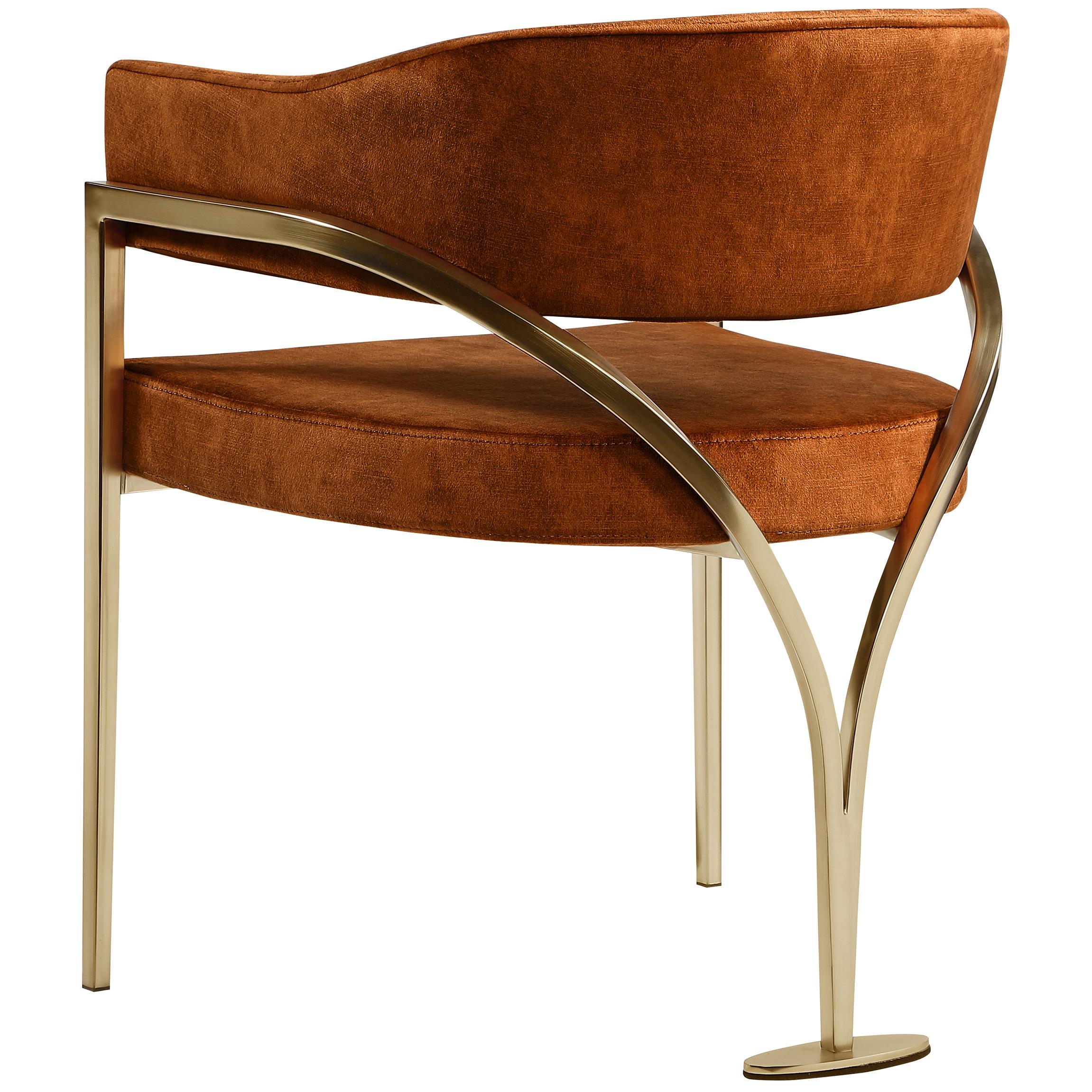 Meridian Madelyn Cognac Velvet Dining Chair