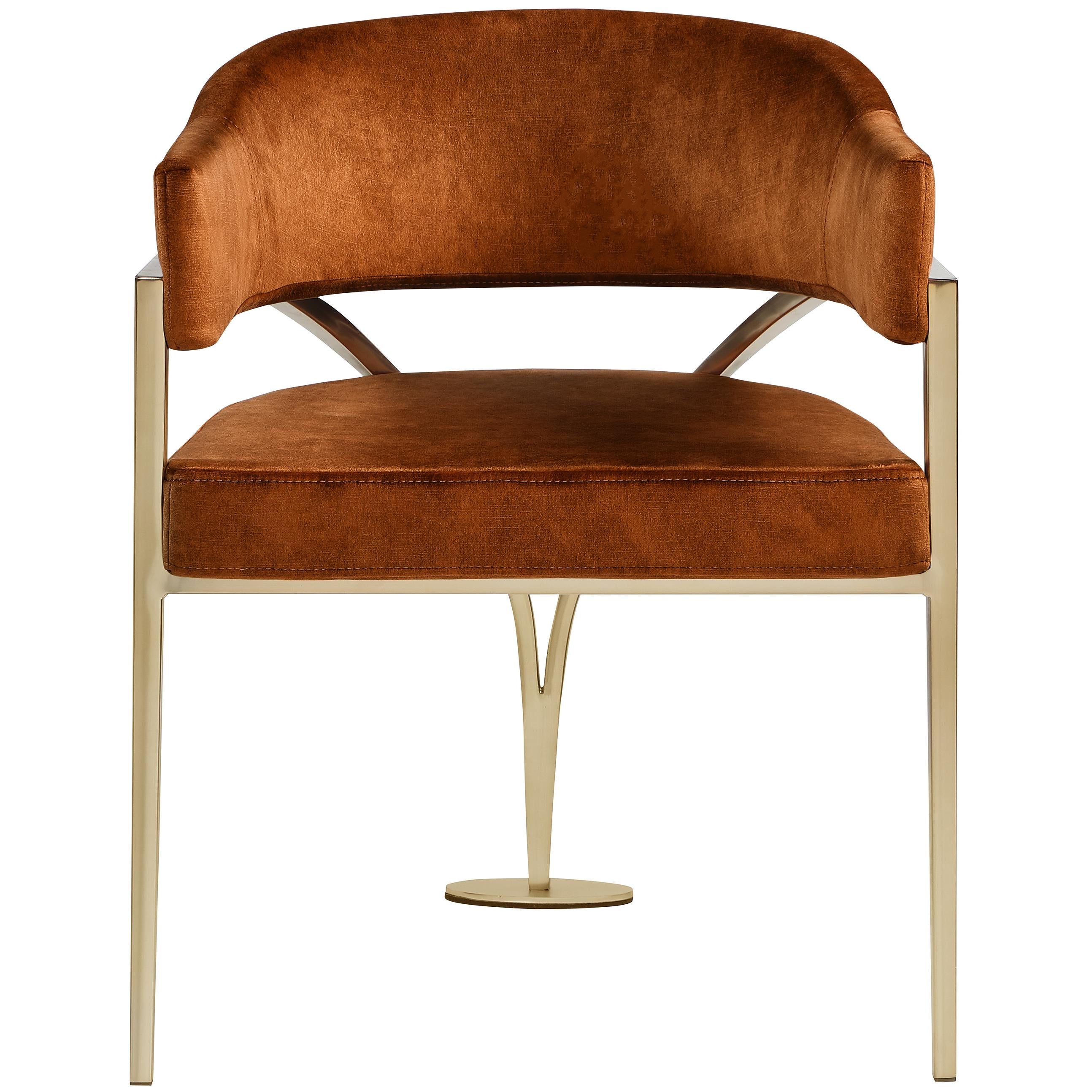 Meridian Madelyn Cognac Velvet Dining Chair