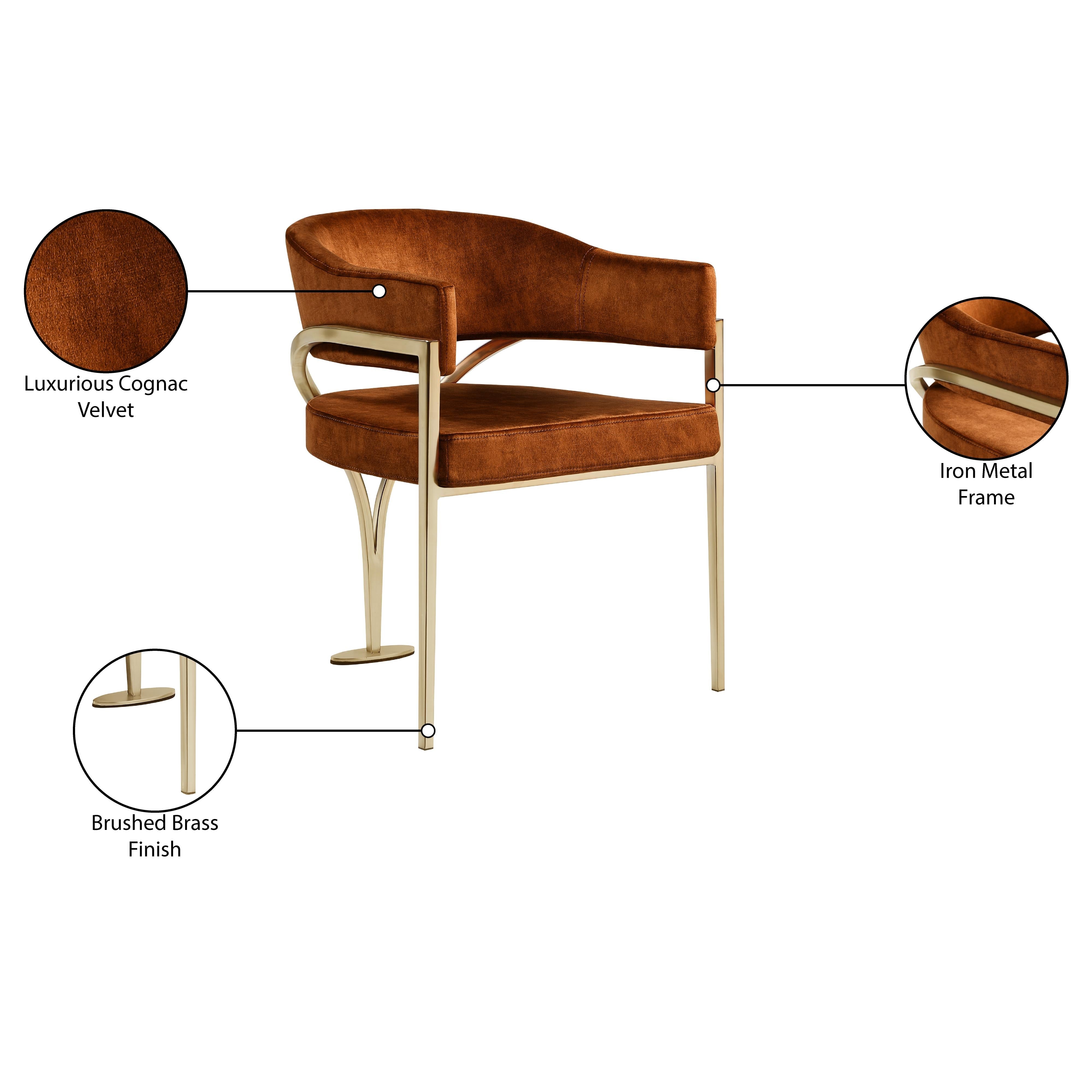 Meridian Madelyn Cognac Velvet Dining Chair