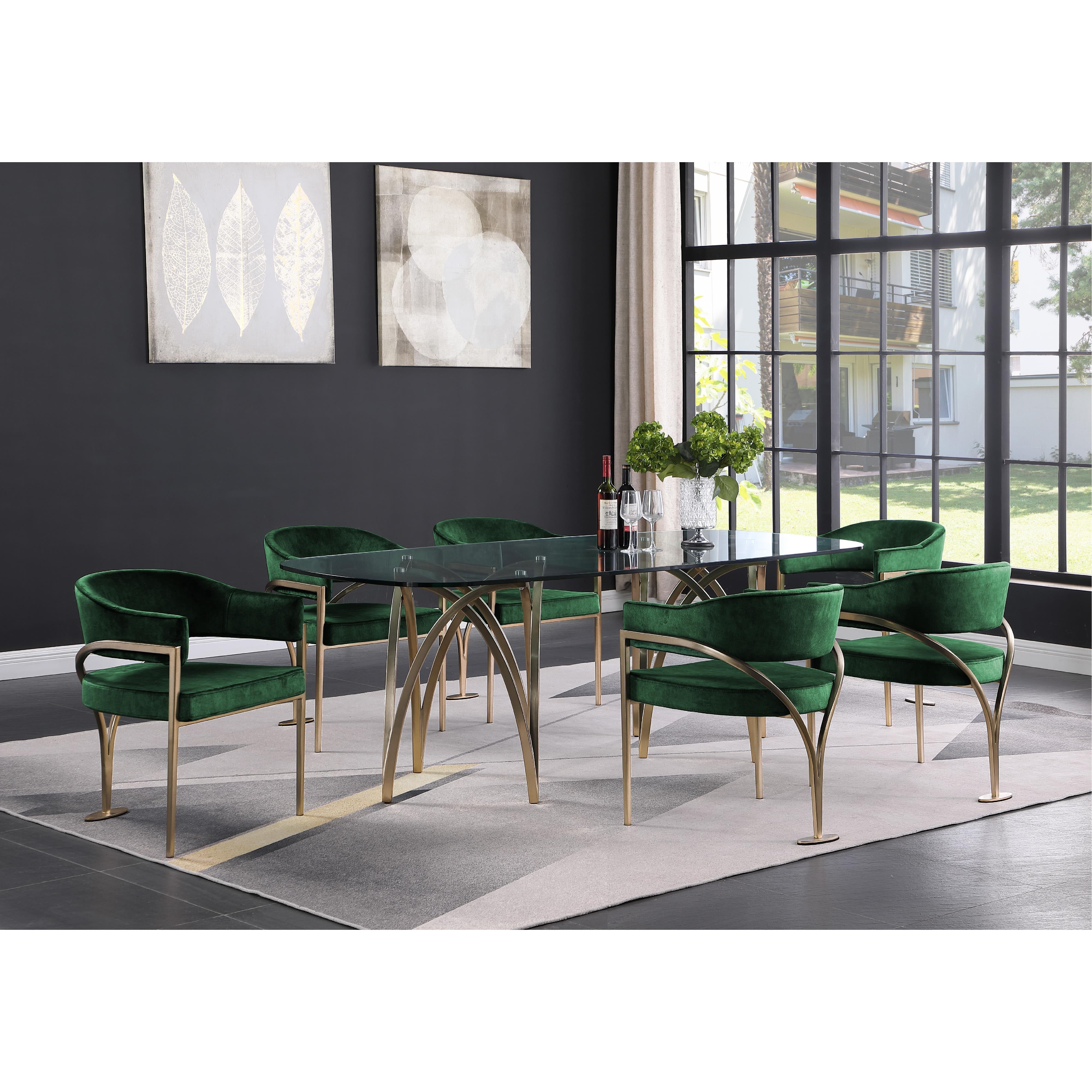 Meridian Madelyn Green Velvet Dining Chair