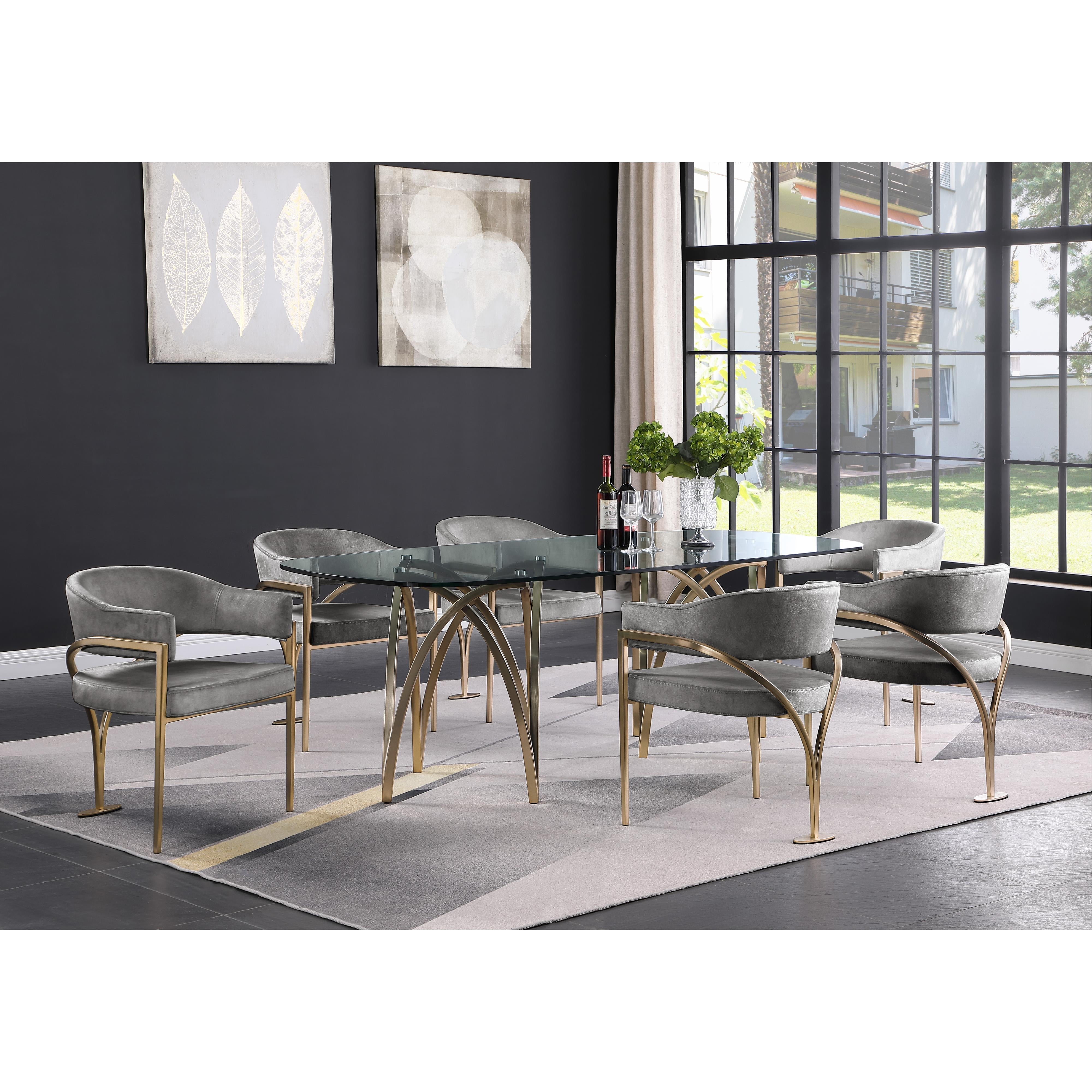 Meridian Madelyn Grey Velvet Dining Chair