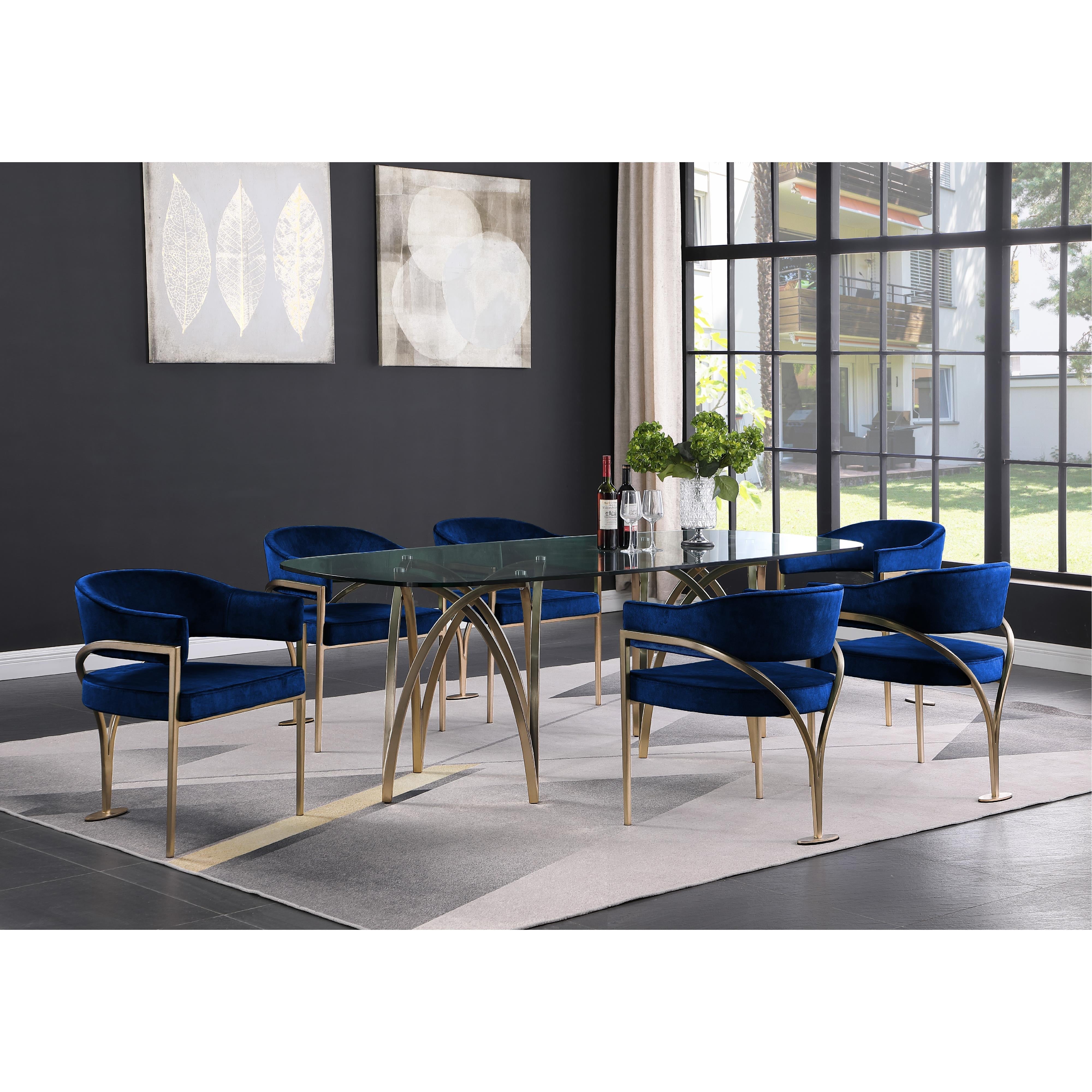 Meridian Madelyn Navy Velvet Dining Chair